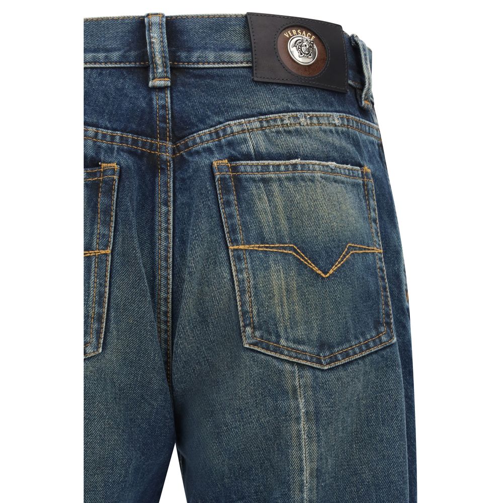 Versace Blue Cotton Straight-Leg Jeans - Timeless Luxury Fashion
