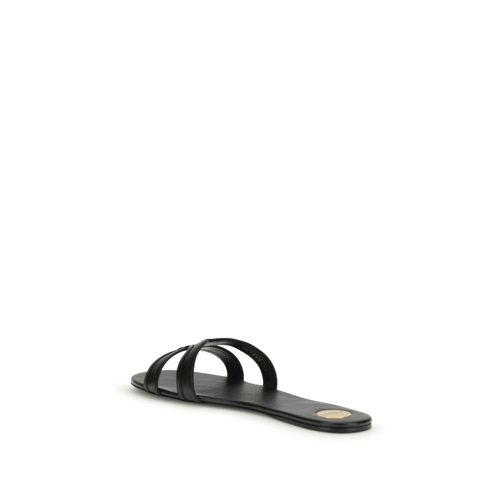 Saint Laurent Black Calf Leather Bos Taurus Sandals - Luxury Elegance