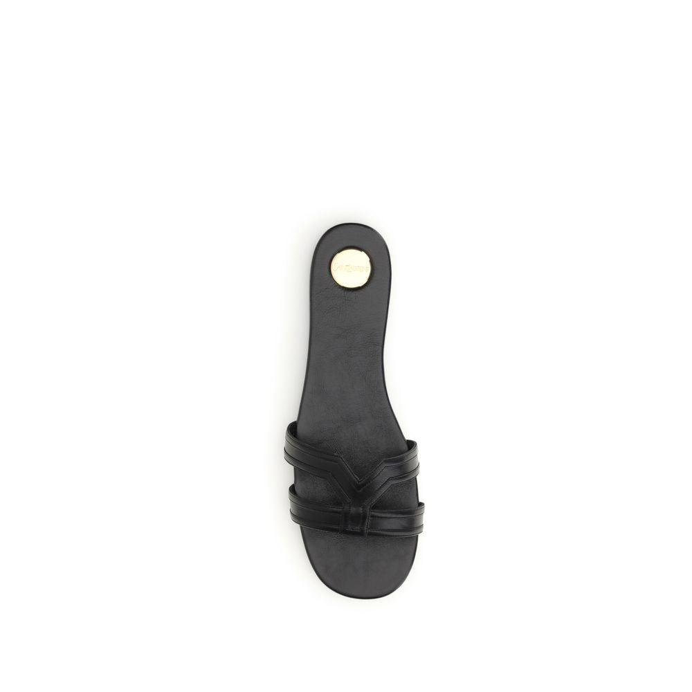 Saint Laurent Black Calf Leather Bos Taurus Sandals - Luxury Elegance