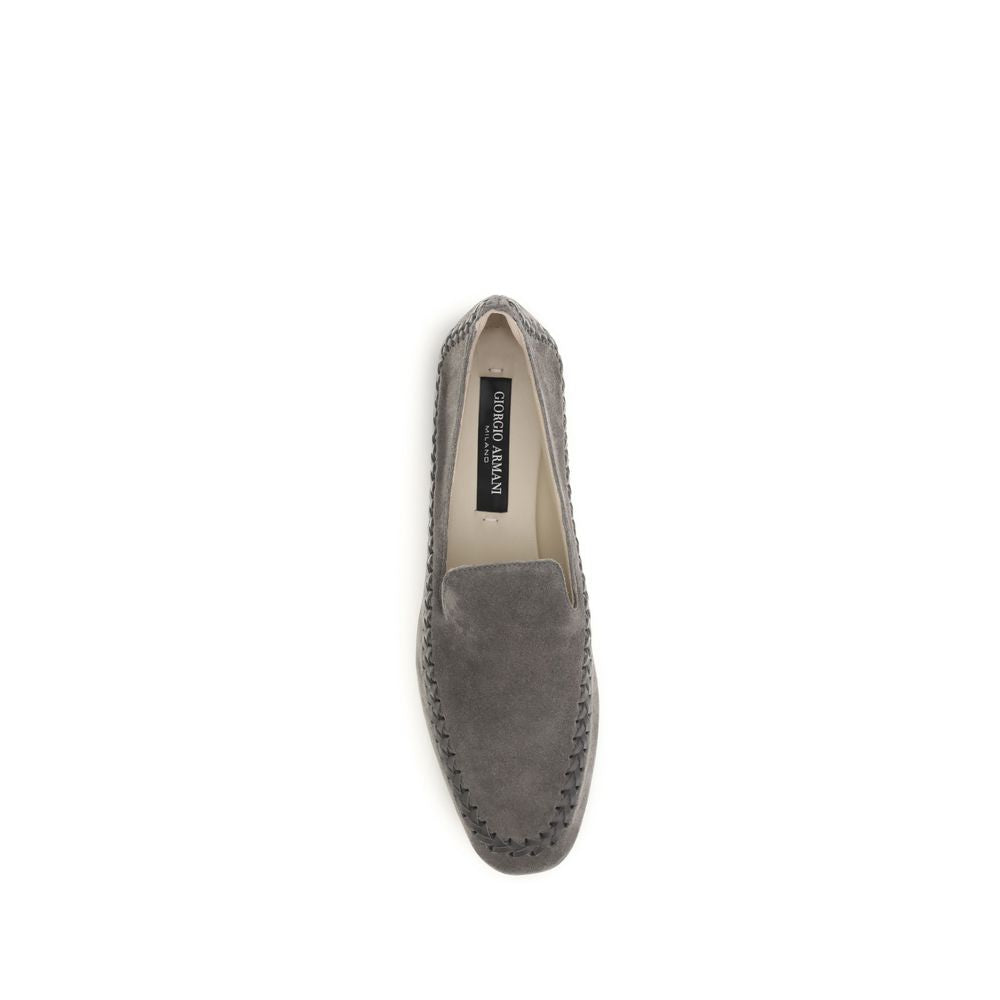 Giorgio Armani Gray Calf Leather Slip-On Loafers - Luxury Redefined