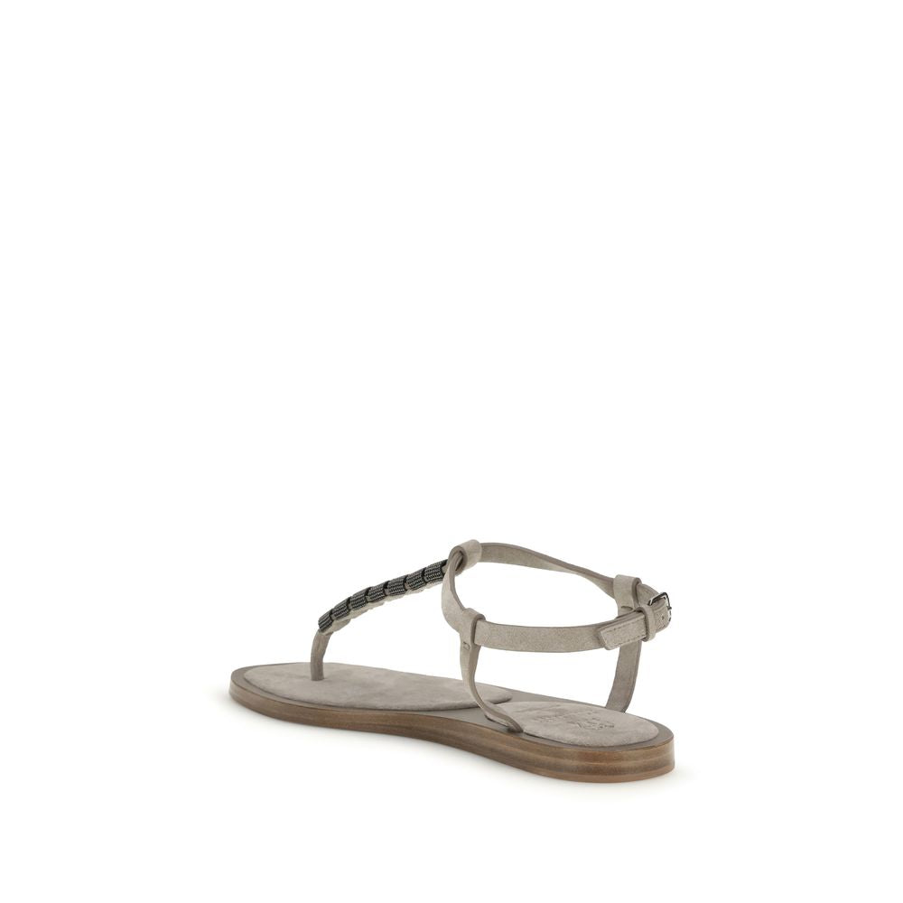 Discover the exquisite Brunello Cucinelli Blue Calf Leather Bos Taurus Strap-On Sandals, where Italian craftsmanship meets effortless sophistication for timeless elegance.