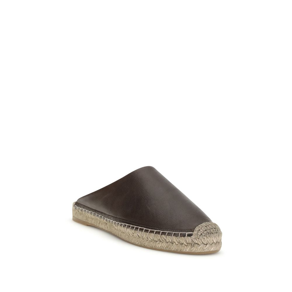 Brunello Cucinelli Brown Calf Leather Mules - Artisanal Elegance