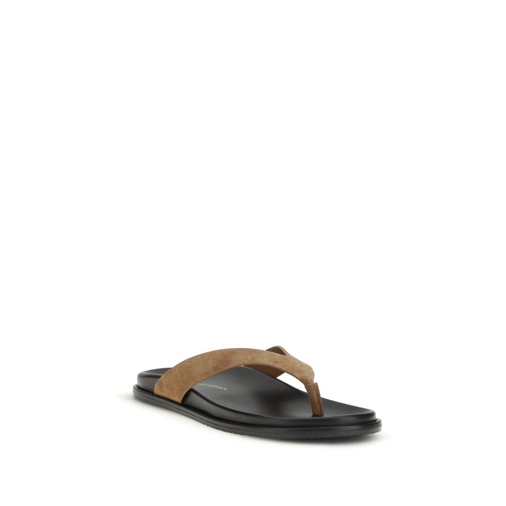 Discover the allure of Stuart Weitzman Multicolor Calf Leather Bos Taurus Flip-Flop Sandals, where exquisite craftsmanship meets effortless summer sophistication.