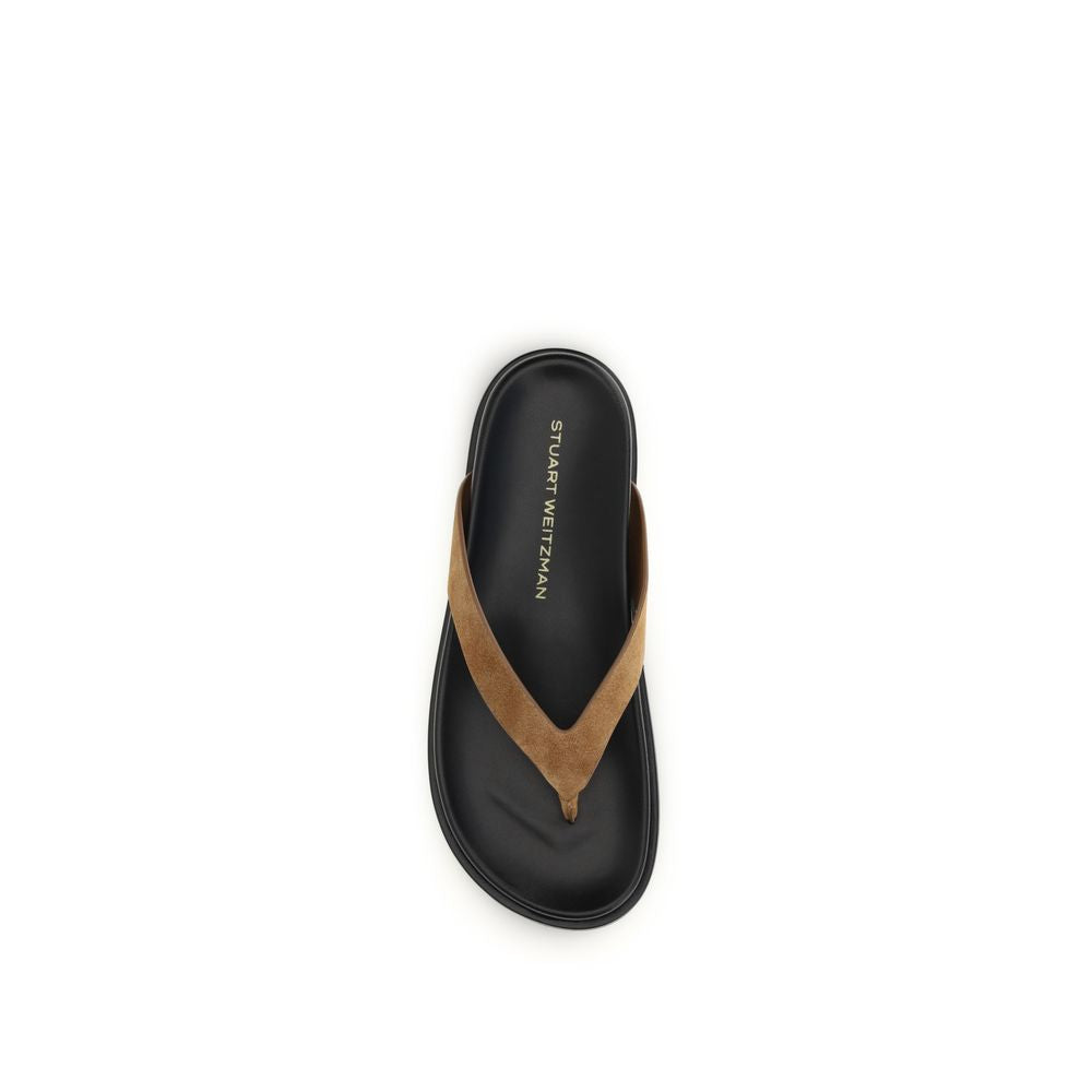 Discover the Stuart Weitzman Multicolor Calf Leather Bos Taurus Flip-Flop Sandals, where exquisite craftsmanship meets timeless elegance for effortless summer sophistication.