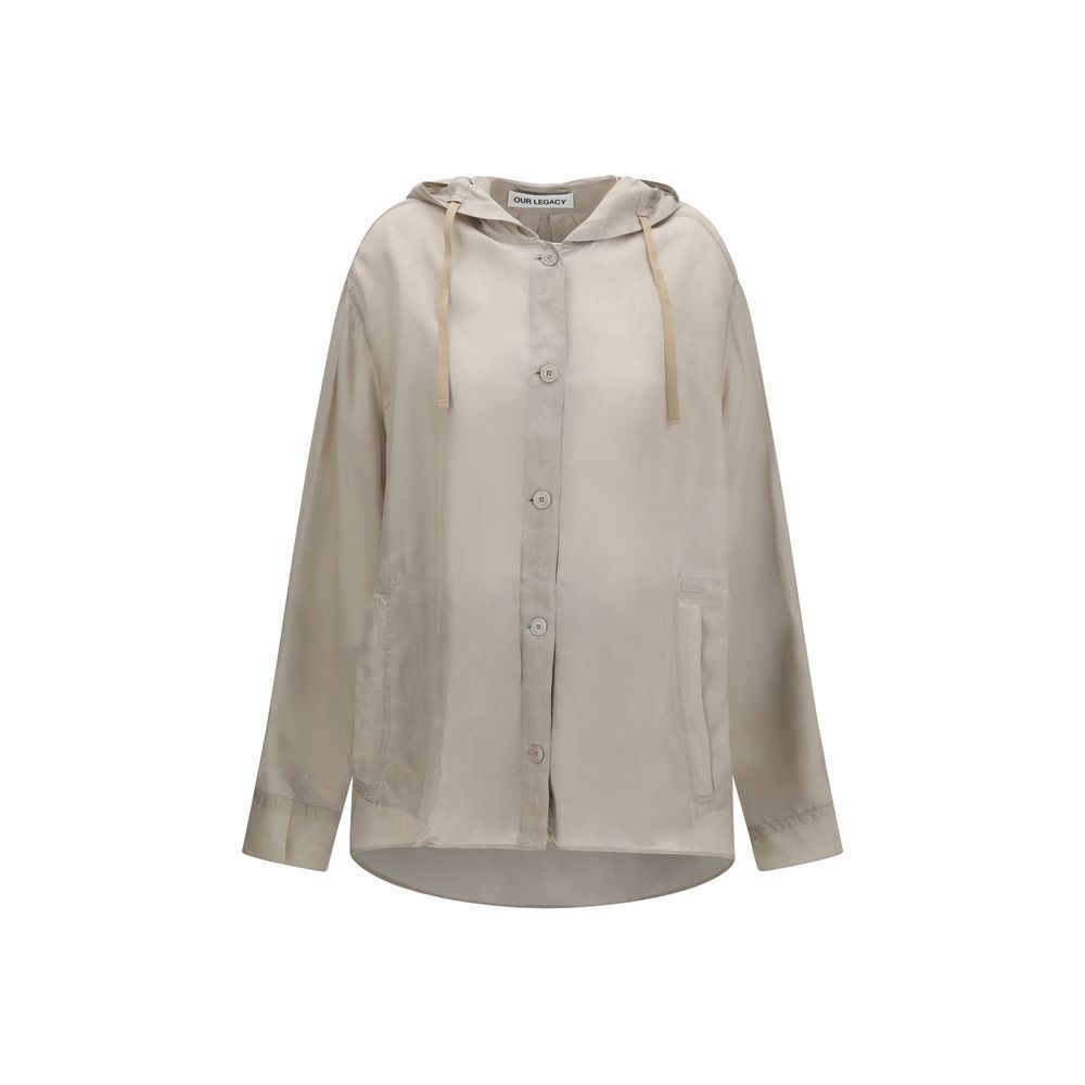 Discover the Our Legacy Gray Copper Shell Jacket, a masterpiece of 100% Cupro, blending contemporary design with luxurious craftsmanship for the discerning individual.