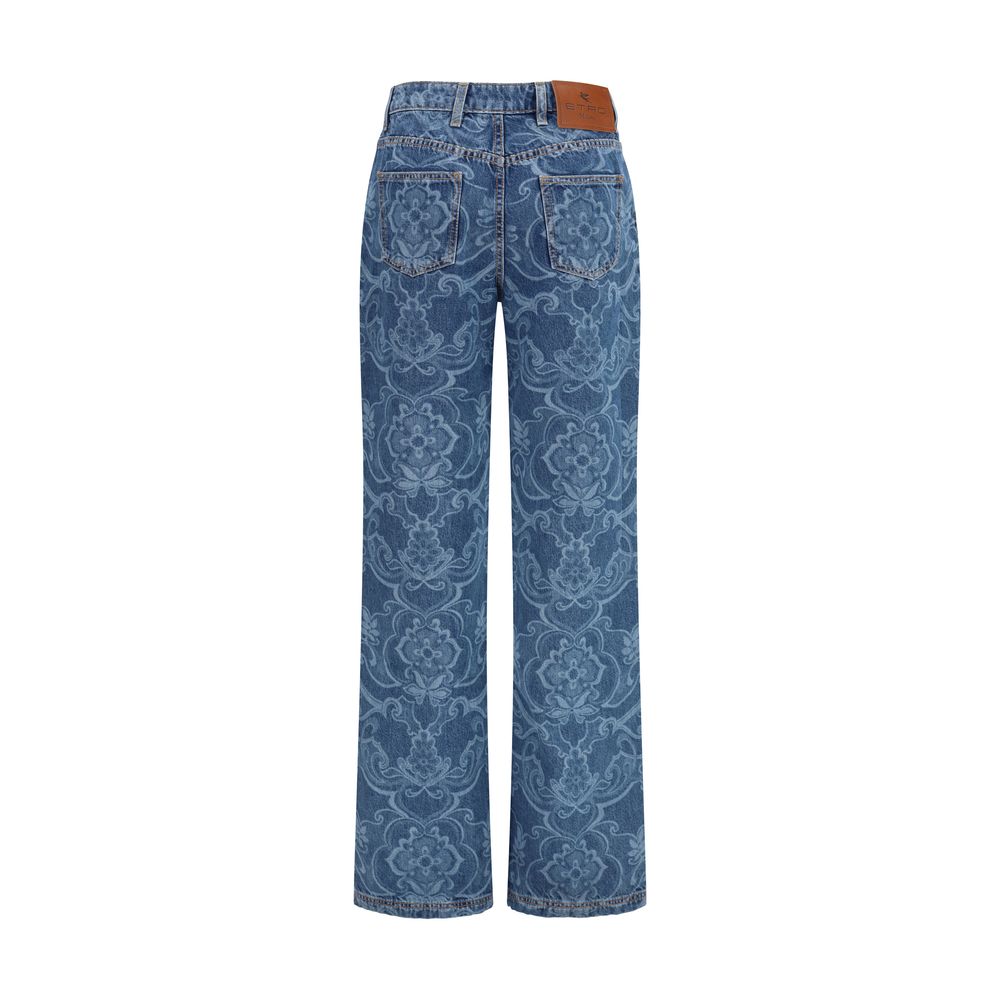 Indulge in the Etro Blue Cotton Flared Jeans, where exquisite craftsmanship meets modern elegance, perfect for elevating your sophisticated wardrobe.