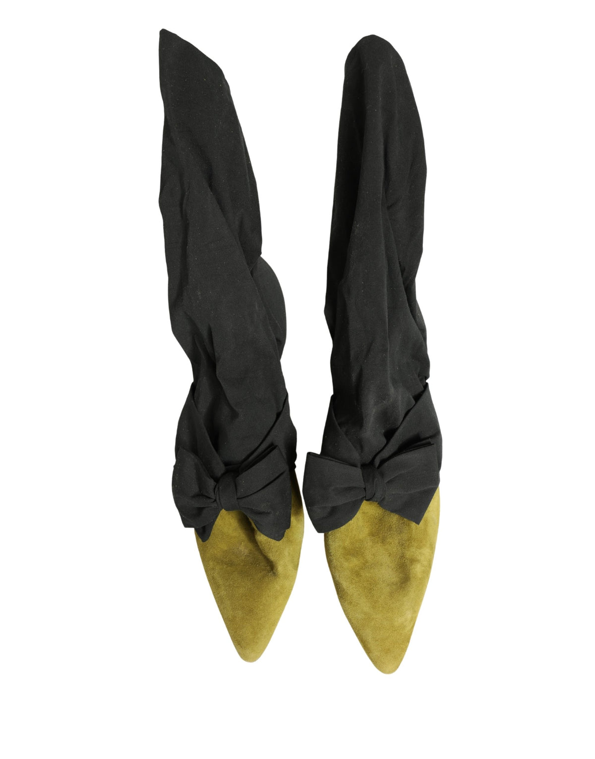 Step into the realm of luxury with Dolce & Gabbana's Black Yellow Suede Mid Calf Boots, a masterpiece of Italian craftsmanship that embodies elegance and sophistication.