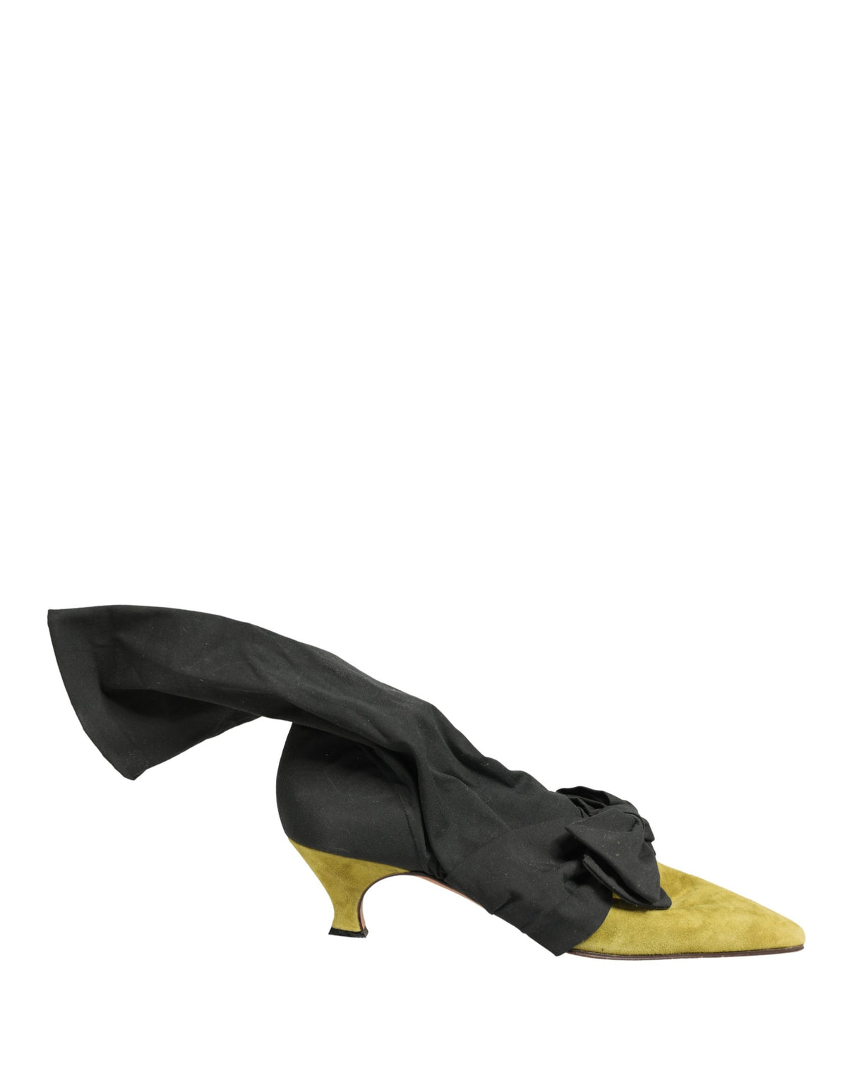 Experience the allure of Dolce & Gabbana's exquisite black and yellow suede mid calf boots, a masterpiece of Italian craftsmanship that elevates your style to new heights.