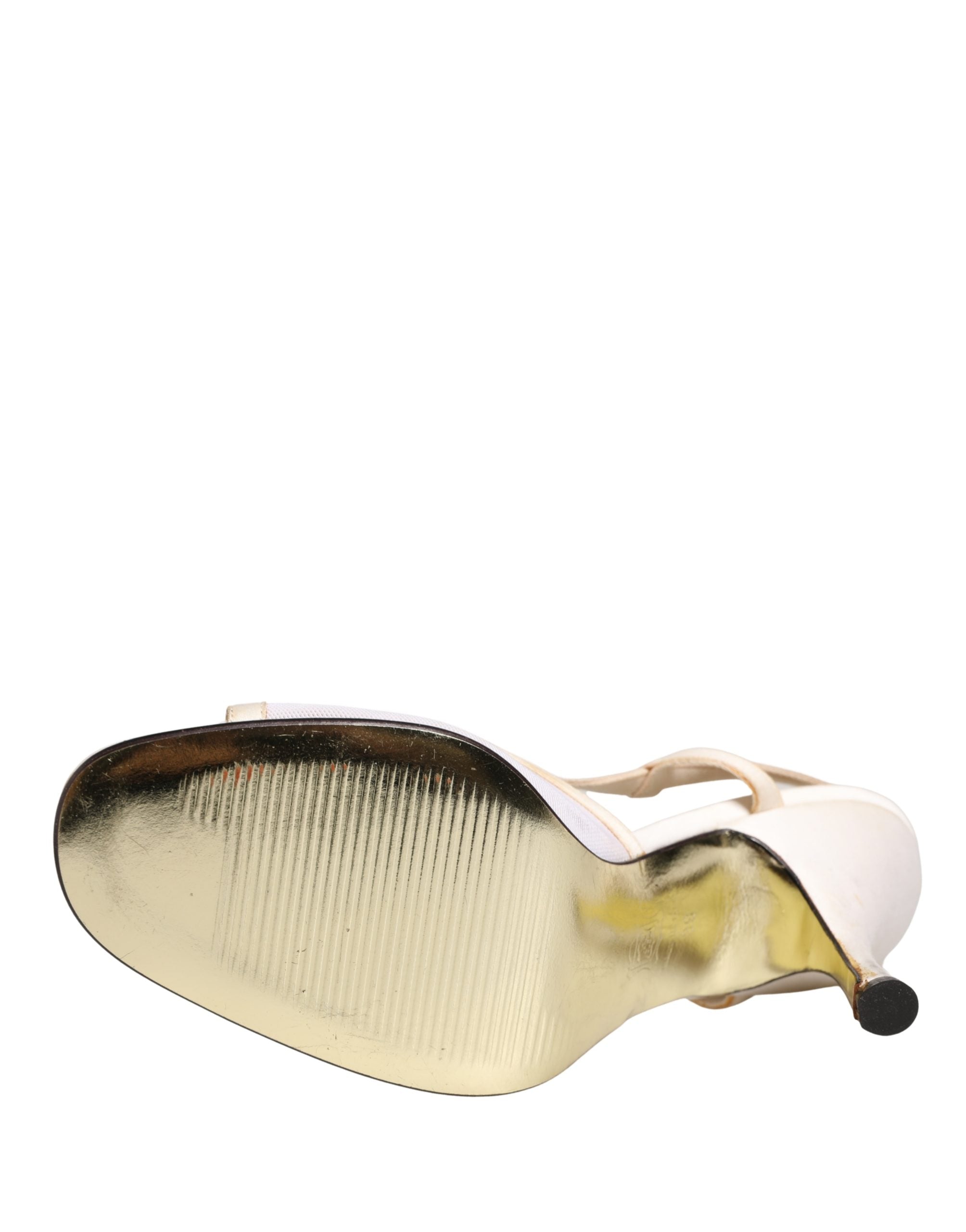 Dolce & Gabbana White Satin Slingback Heels Pumps Shoes