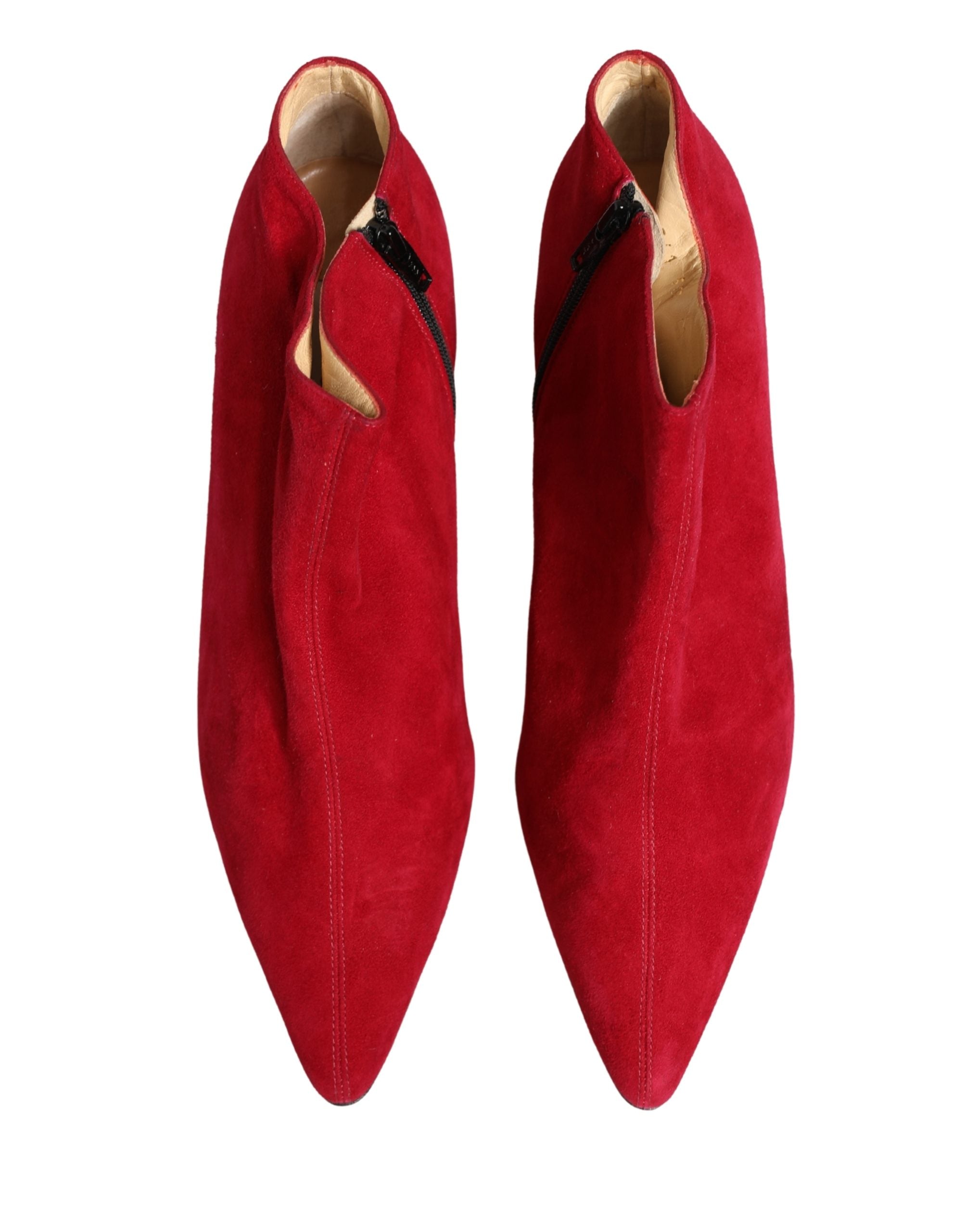 Elevate your style with Dolce & Gabbana Red Suede Ankle Boots, a masterpiece of Italian craftsmanship that embodies luxury and sophistication for every occasion.