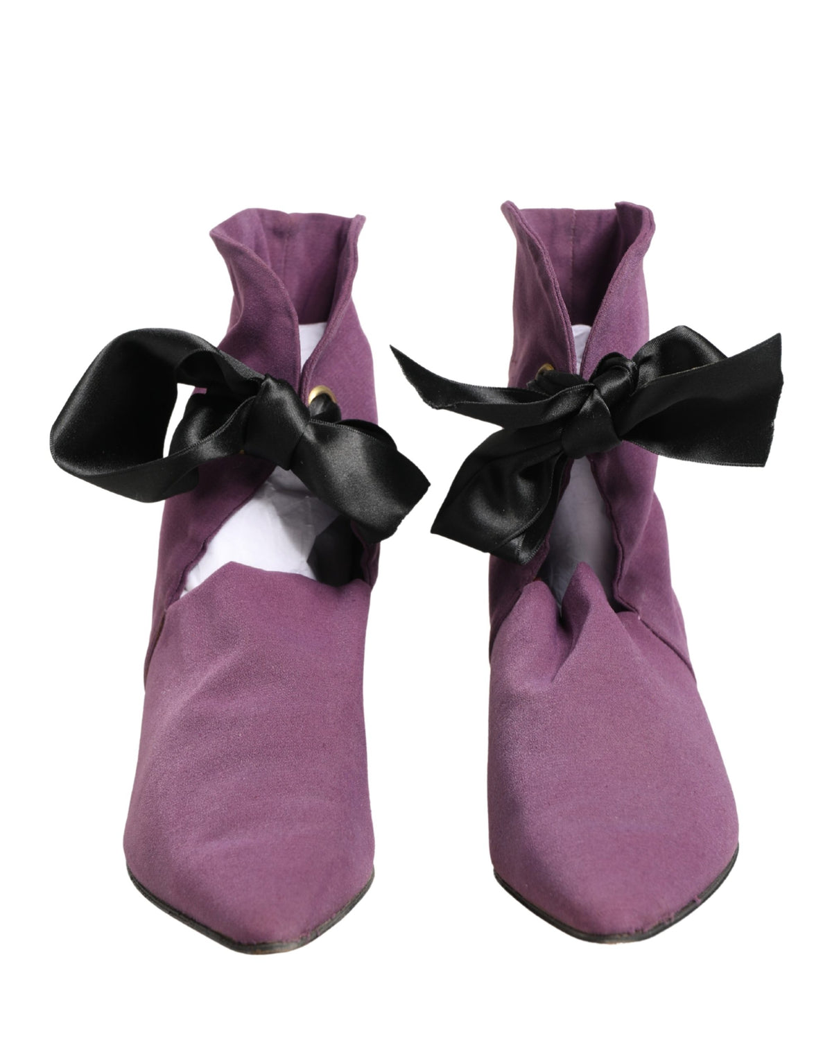 Indulge in the exquisite Dolce & Gabbana Purple Mid Calf Boots, where sumptuous suede meets Italian artistry, elevating your style with timeless elegance and sophistication.