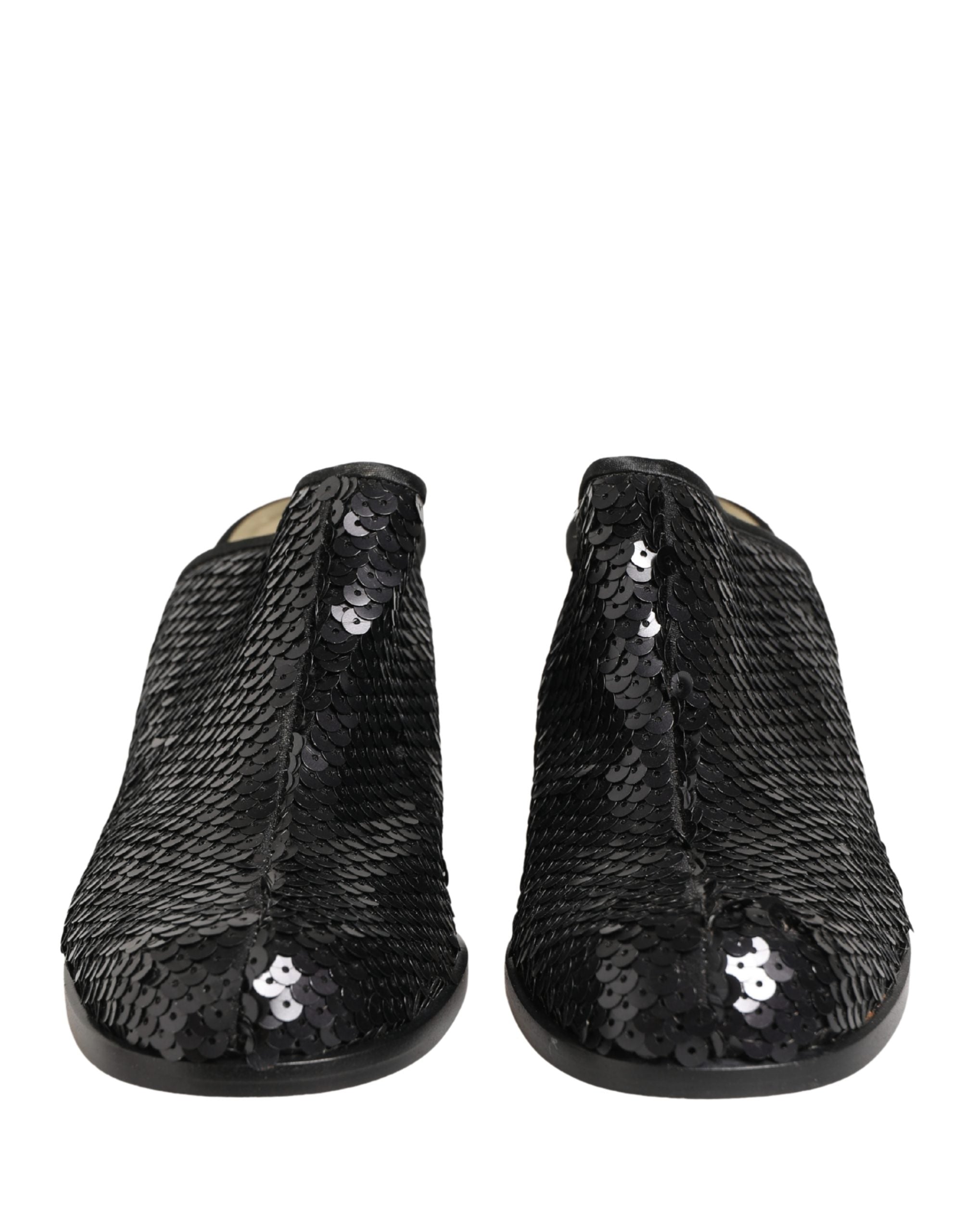 Dolce & Gabbana Black Sequined Mules Shoes
