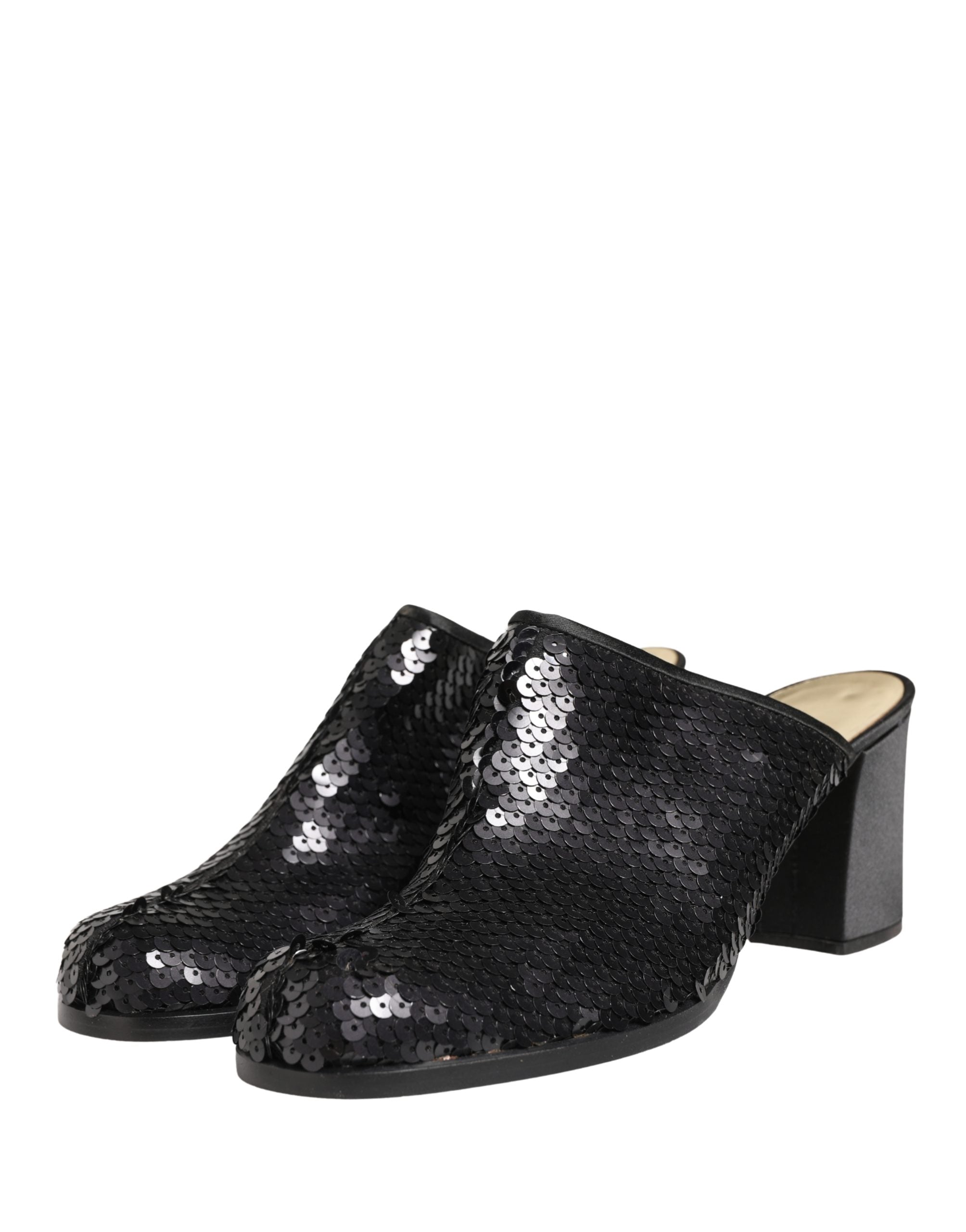 Dolce & Gabbana Black Sequined Mules Shoes