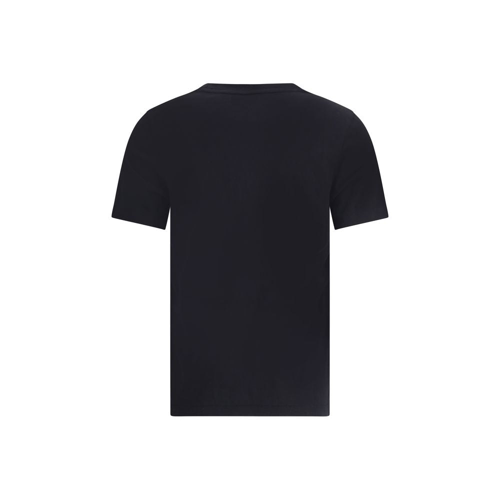 Elevate your wardrobe with the Maison Kitsuné Black Cotton T-Shirt, crafted from 180g organic cotton jersey, embodying timeless luxury and effortless sophistication.