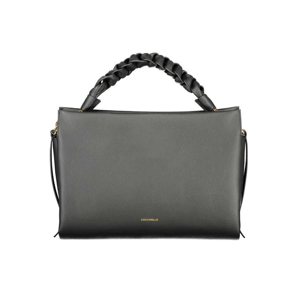 Indulge in the exquisite Coccinelle Black Leather Handbag, crafted from 100% Pelle leather, embodying timeless elegance and sophistication for the discerning individual.