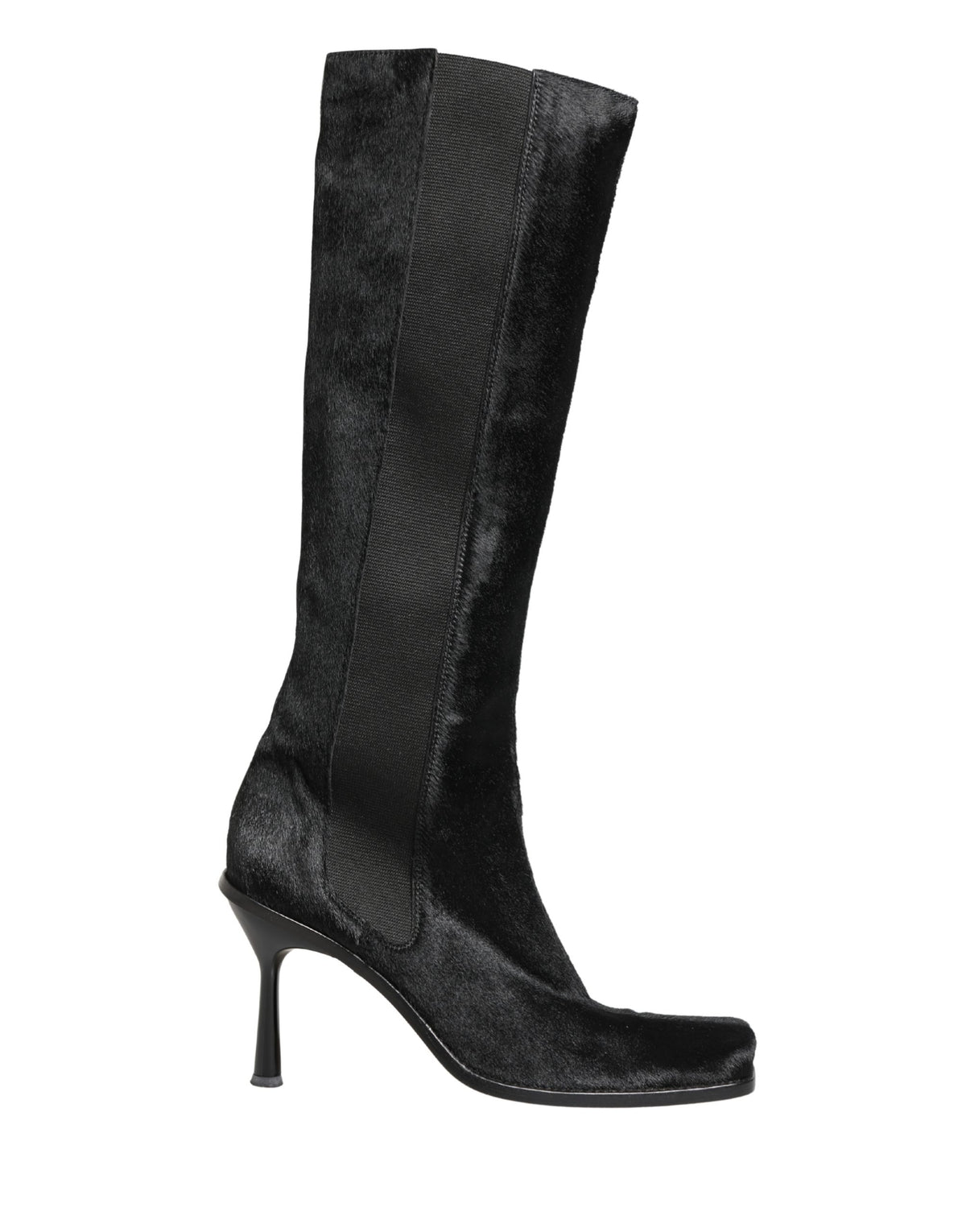 Elevate your style with Dolce & Gabbana's Black Suede Leather Knee High Boots, a masterpiece of Italian craftsmanship that embodies timeless luxury and sophistication.