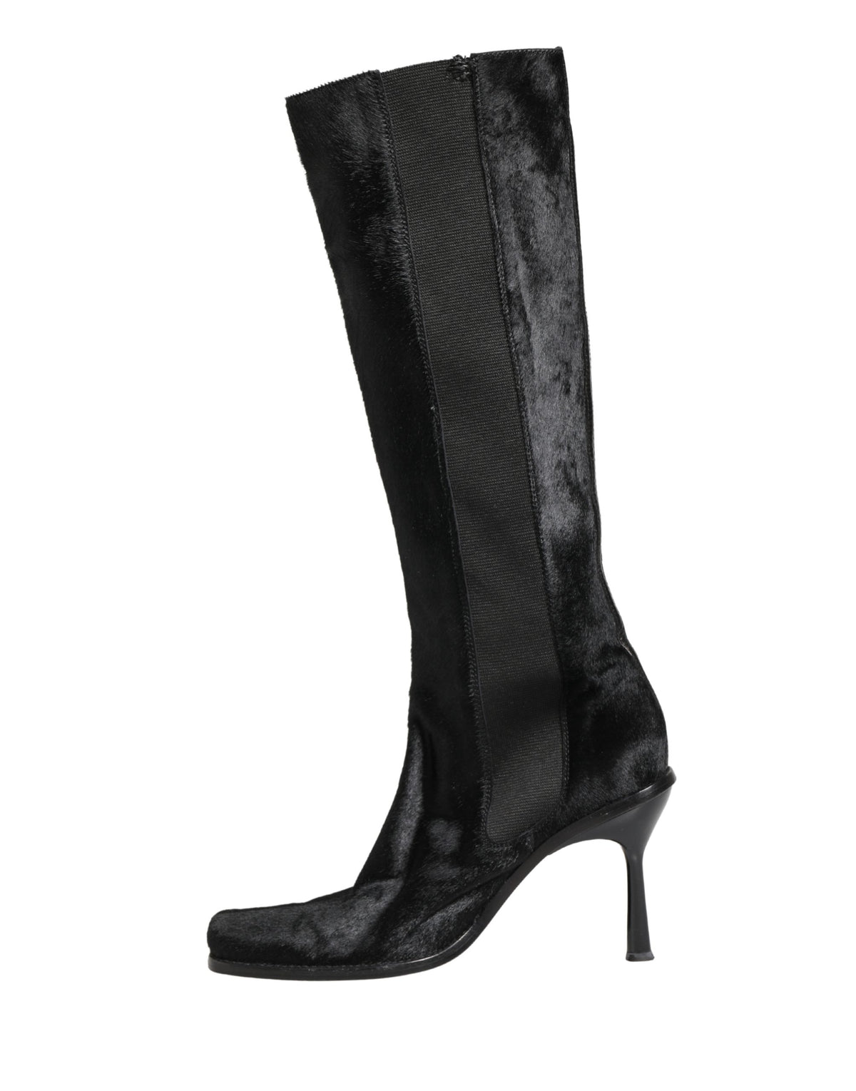 Experience the allure of Dolce & Gabbana's Black Suede Leather Knee High Boots, where exquisite Italian craftsmanship meets timeless elegance for the discerning connoisseur.