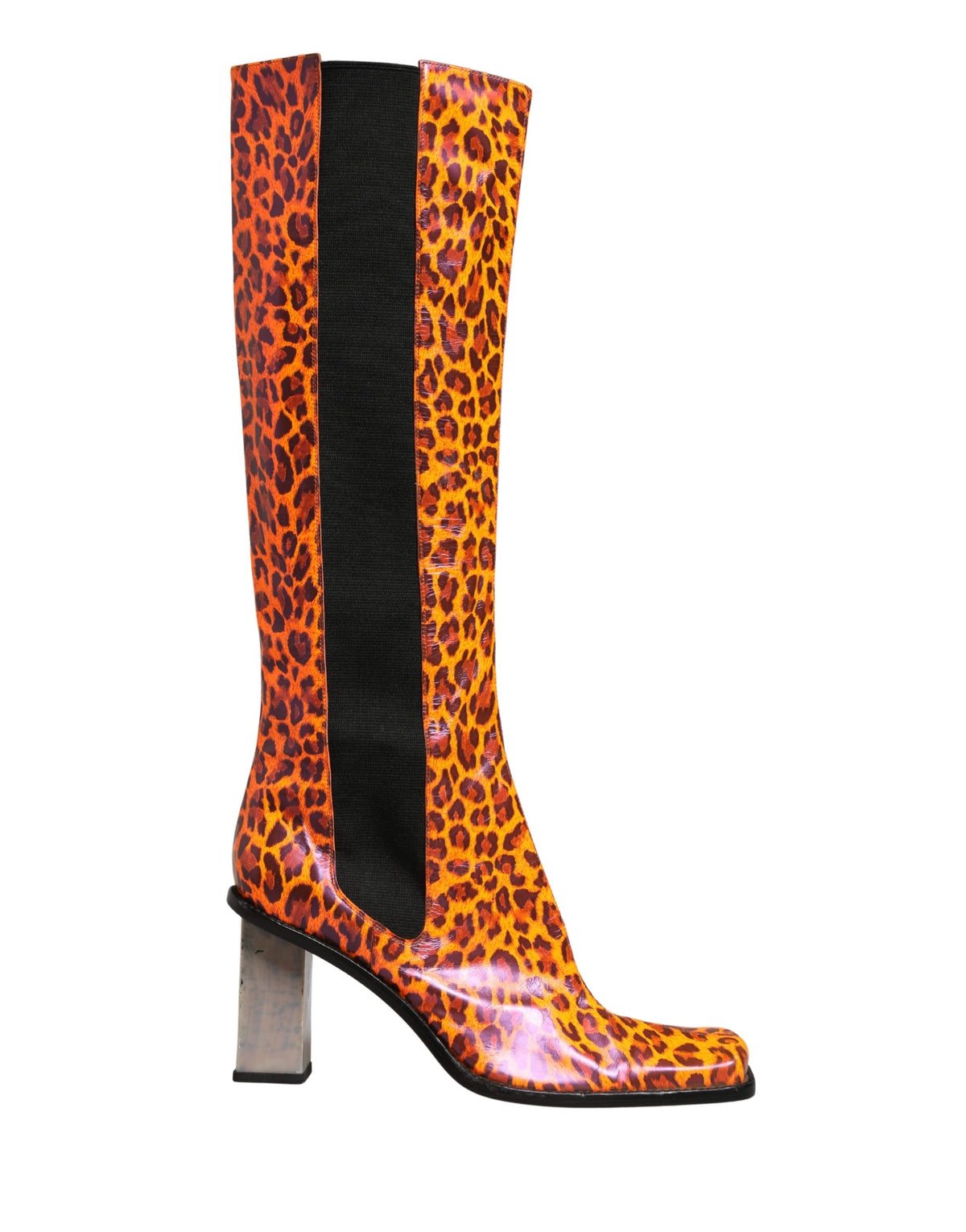 Step into the realm of elegance with Dolce & Gabbana's Brown Leopard Leather Knee High Boots, a masterpiece of Italian craftsmanship that redefines luxury and sophistication.