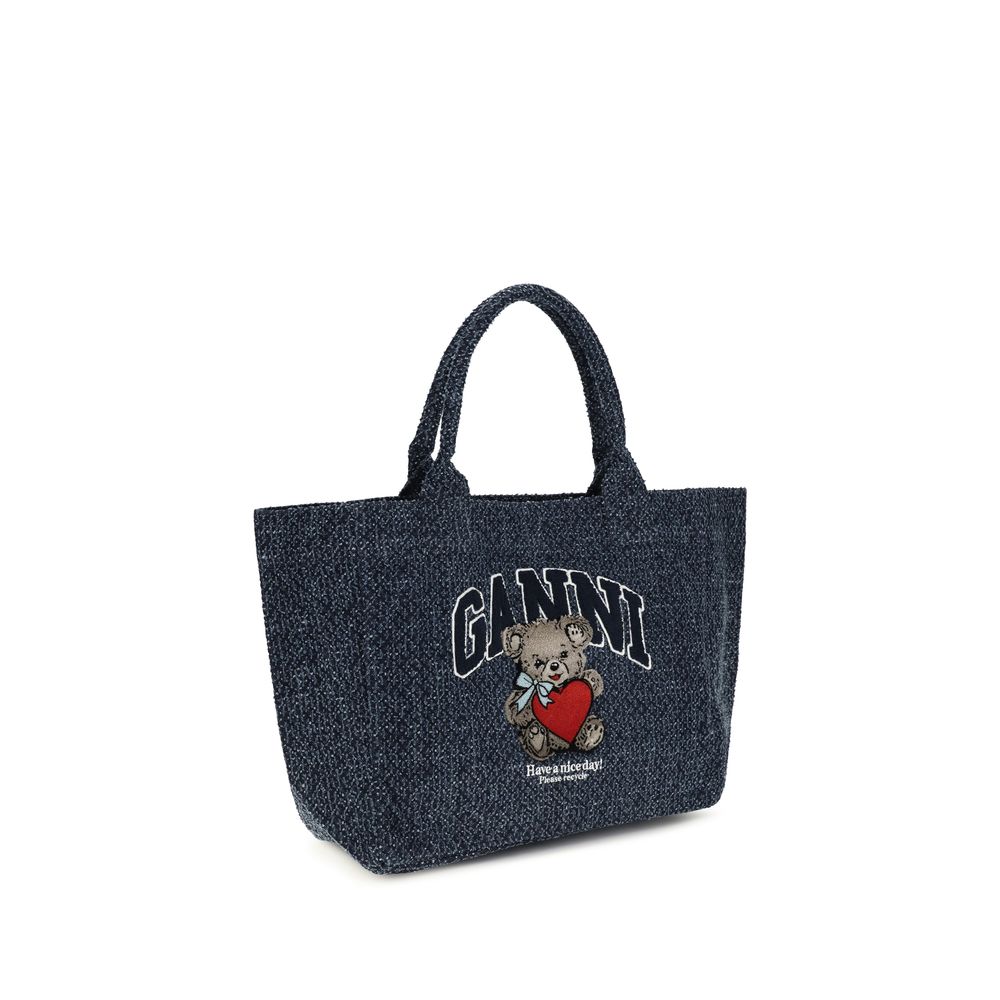 Ganni Blue Cotton Shoulder Bag - Effortless Luxury Accessory