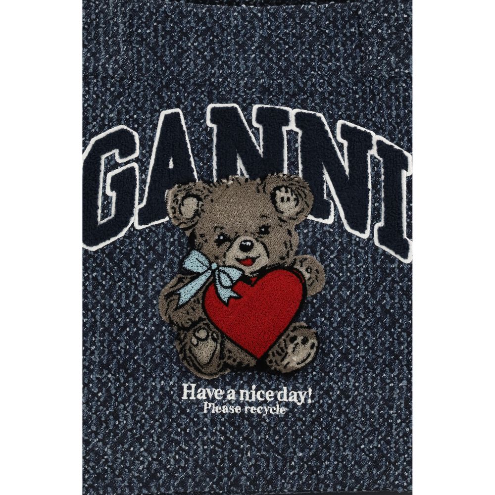 Ganni Blue Cotton Shoulder Bag - Effortless Luxury Accessory