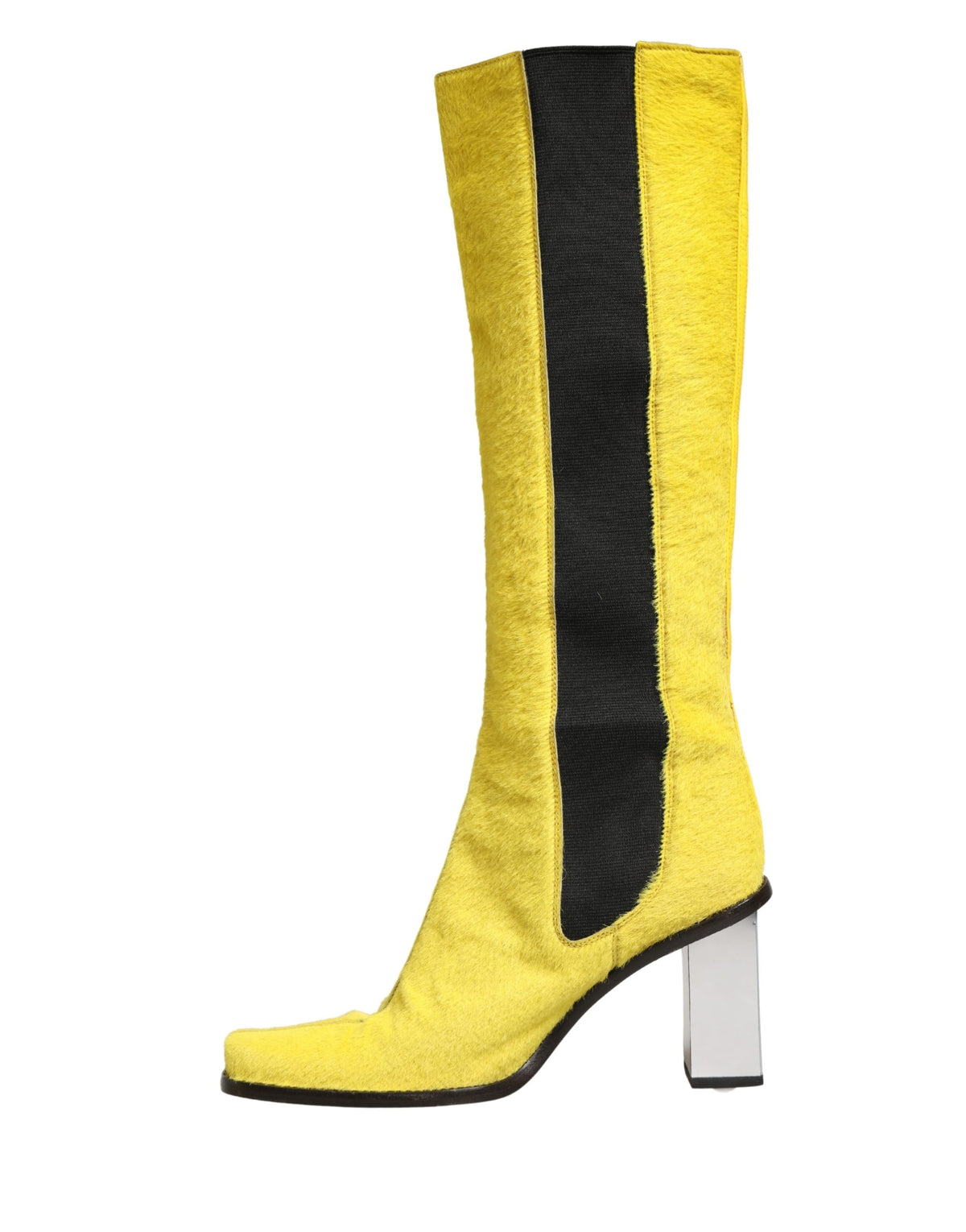 Indulge in the exquisite allure of Dolce & Gabbana's knee-high boots, where luxurious leather craftsmanship meets bold elegance, perfect for any sophisticated occasion.