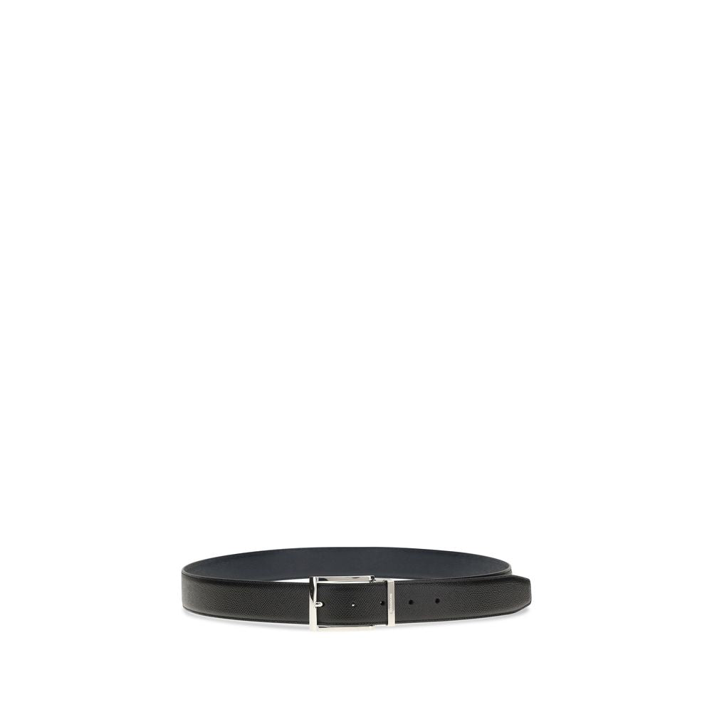 Experience unparalleled elegance with the Ferragamo Blue Calf Leather Bos Taurus Belt, a masterpiece of craftsmanship that embodies luxury and versatility for the discerning individual.