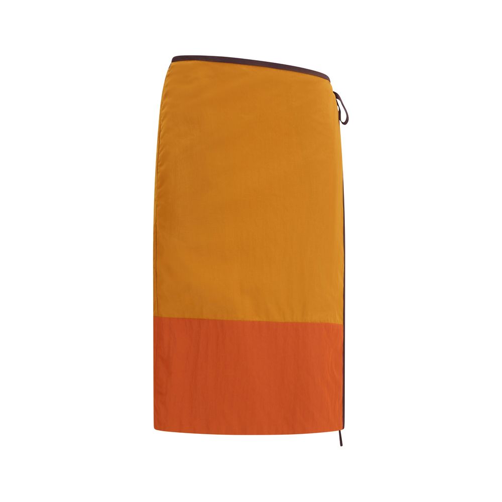 Saint Laurent Orange Nylon Midi Skirt – Contemporary Luxury Fashion