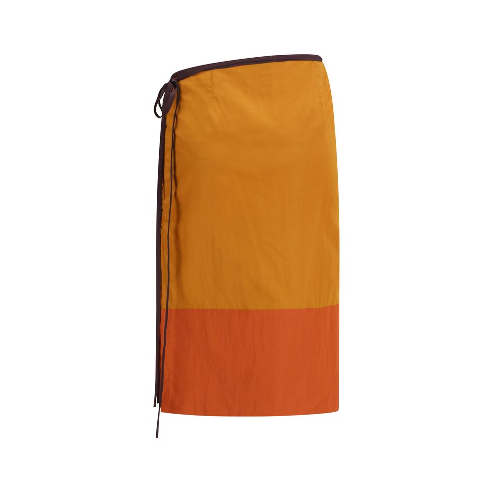 Saint Laurent Orange Nylon Midi Skirt – Luxury Fashion Elegance