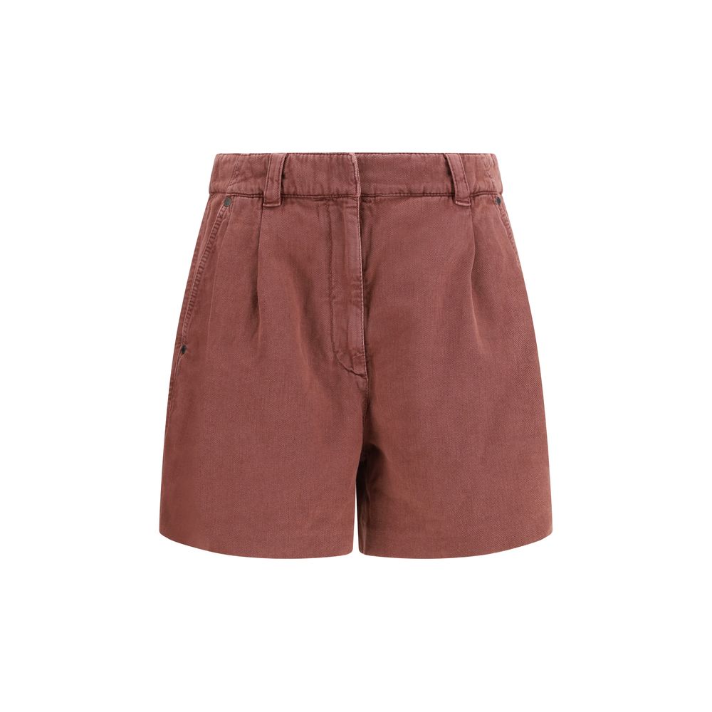 Brunello Cucinelli Brown Cotton Bermuda Shorts, Artisanal Elegance