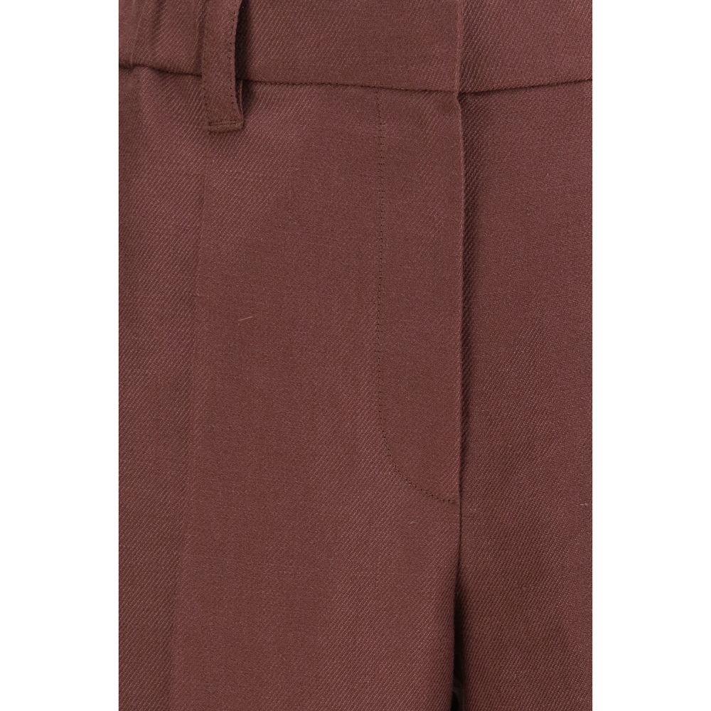 Brunello Cucinelli Brown Linen Casual Pants, Artisanal Luxury