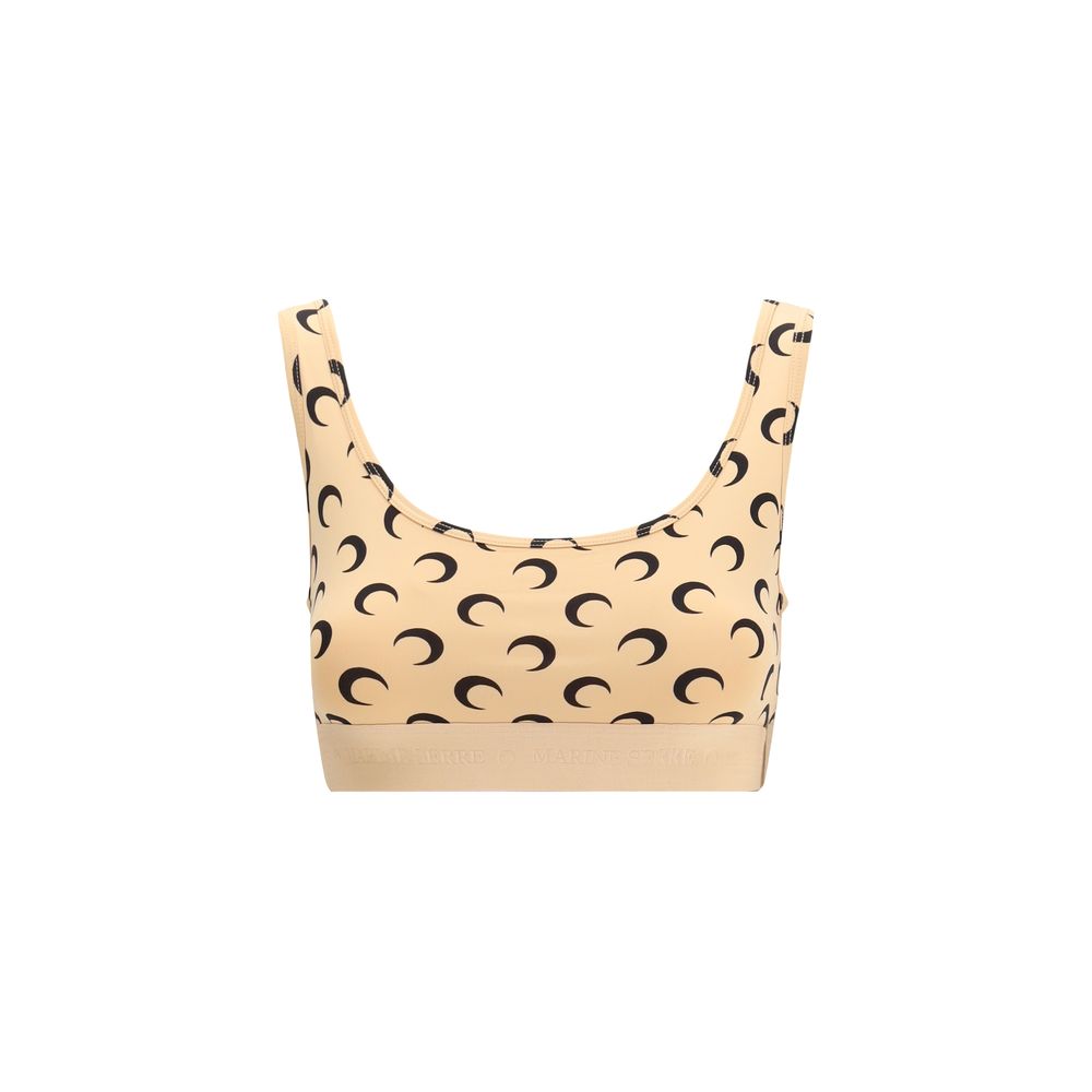 Marine Serre Beige Polyamide Sport Bra - Luxury Performance Redefined