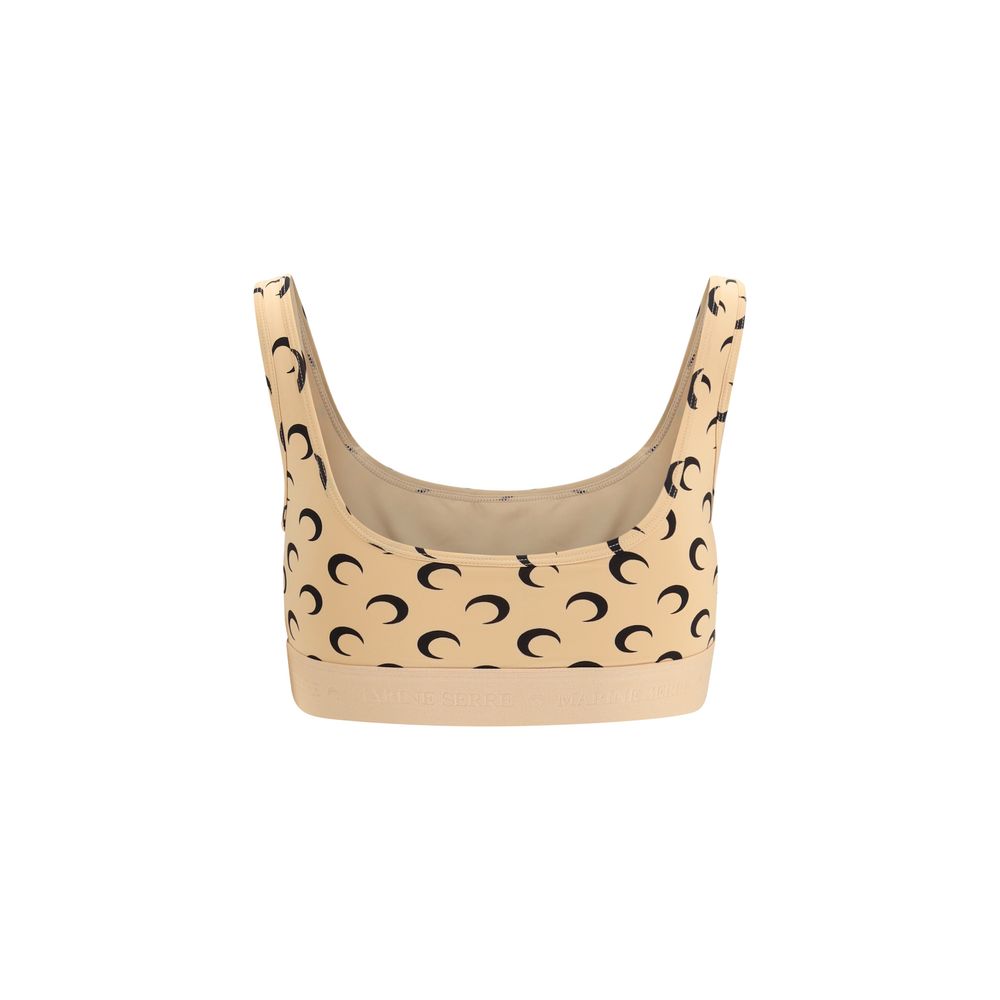 Marine Serre Beige Polyamide Sport Bra - Luxury Performance Redefined