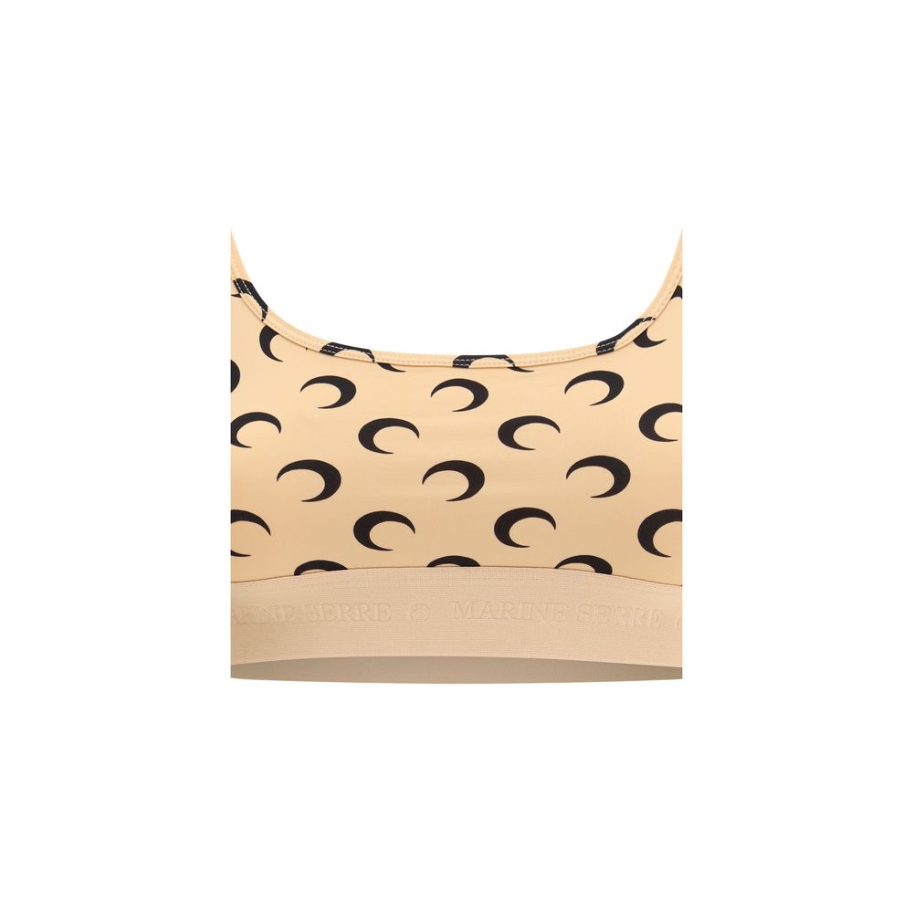 Marine Serre Beige Polyamide Sport Bra - Luxury Performance Redefined