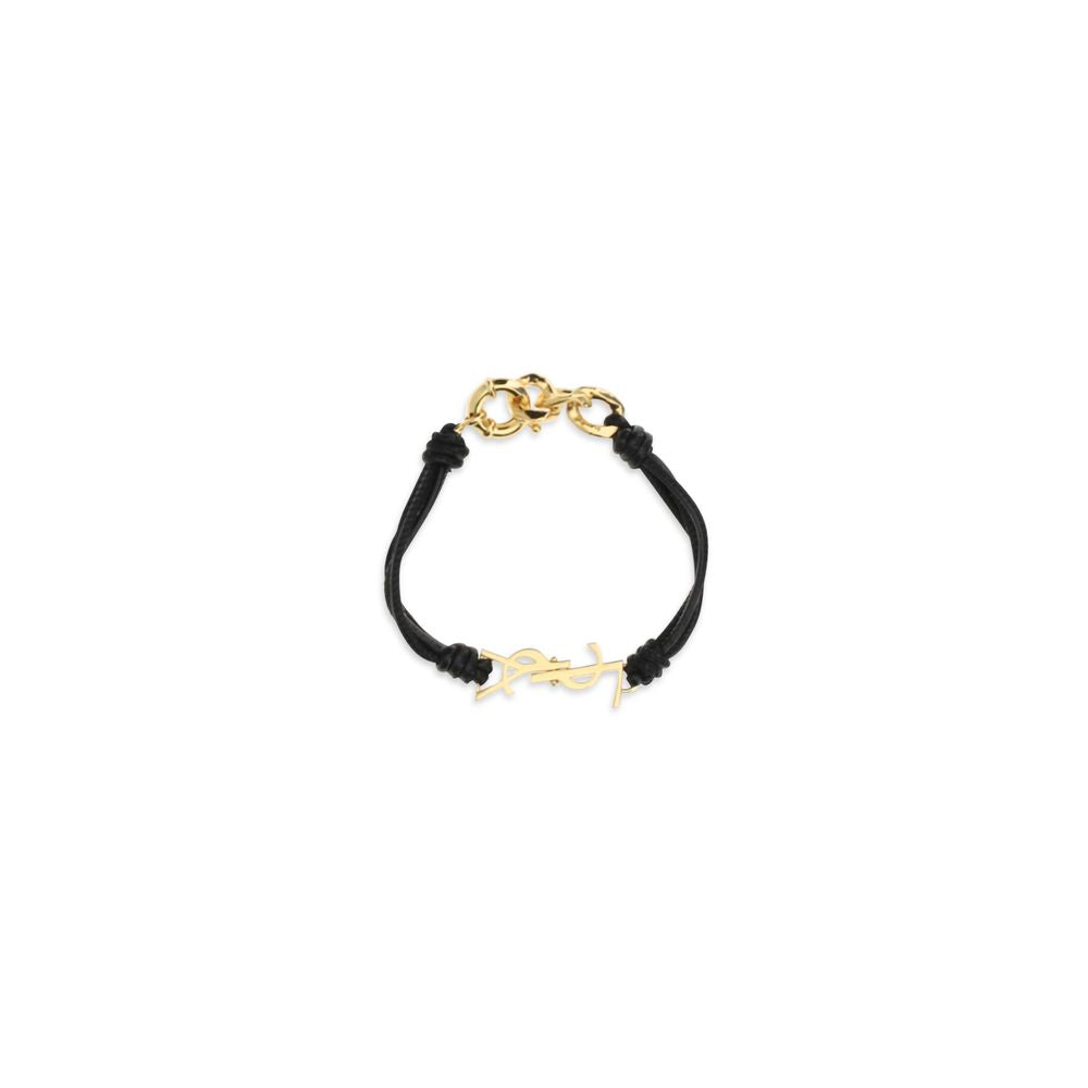 Experience the allure of the Saint Laurent Black Calf Leather Bos Taurus Bracelet, a testament to exquisite craftsmanship and timeless elegance, perfect for the discerning individual.