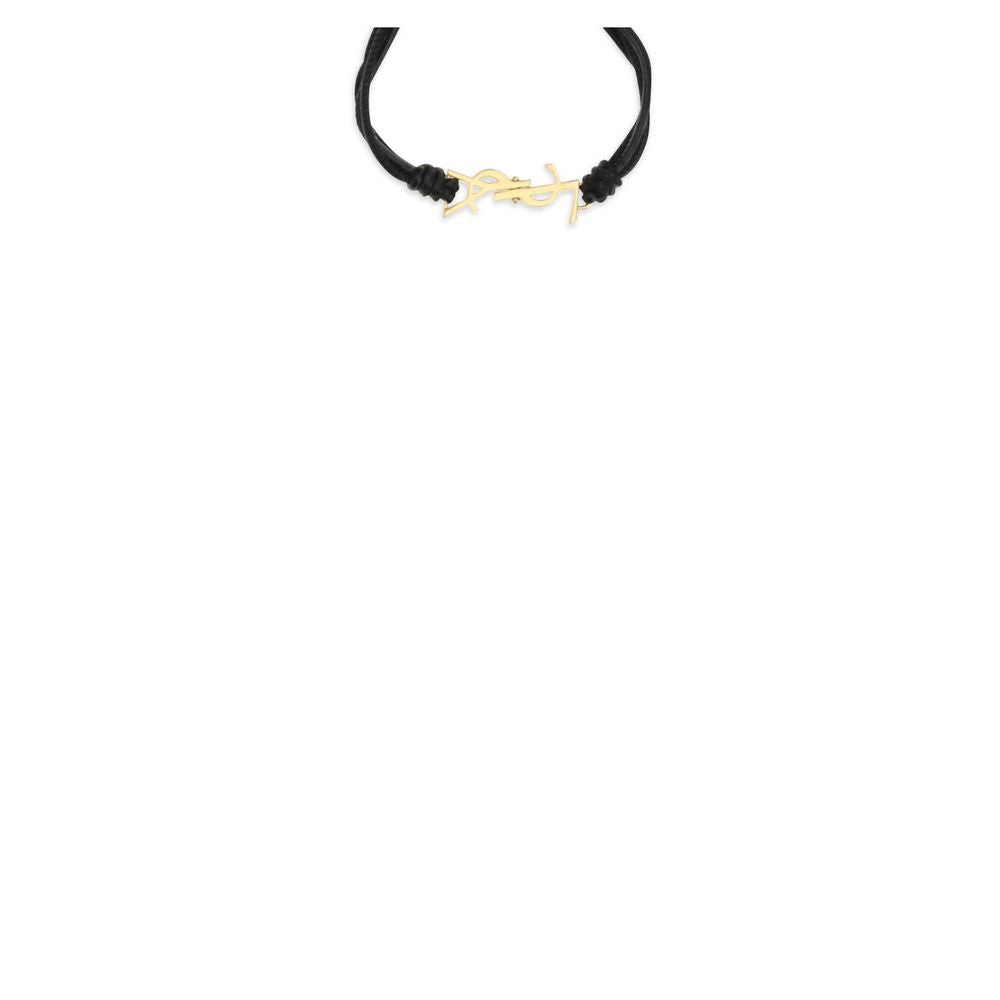 Indulge in the exquisite allure of the Saint Laurent Black Calf Leather Bos Taurus Bracelet, a timeless statement of luxury and craftsmanship that elevates any ensemble.