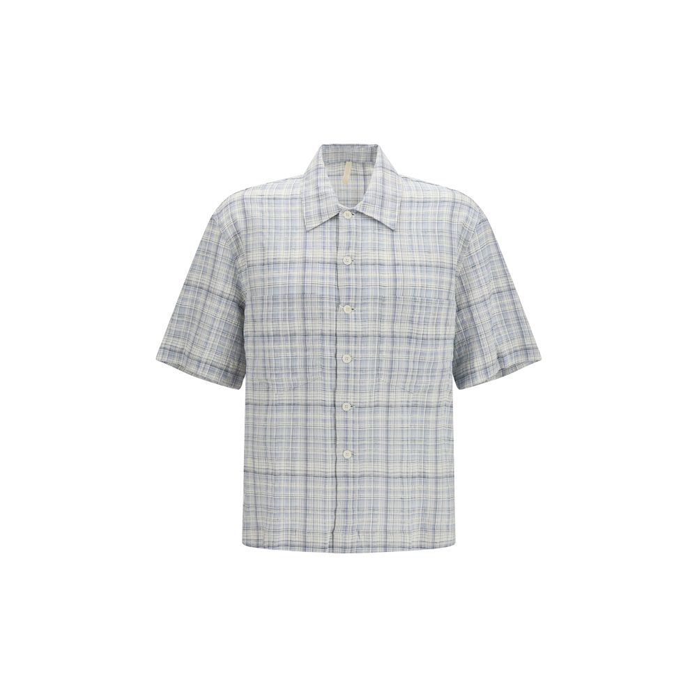 Sunflower Blue Cotton Pattern Shirt - Luxury Elegance Redefined