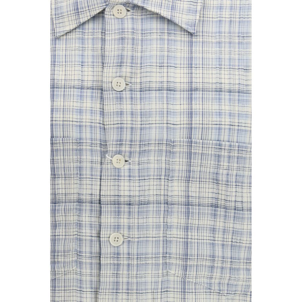 Sunflower Blue Cotton Pattern Shirt - Luxury Elegance Redefined