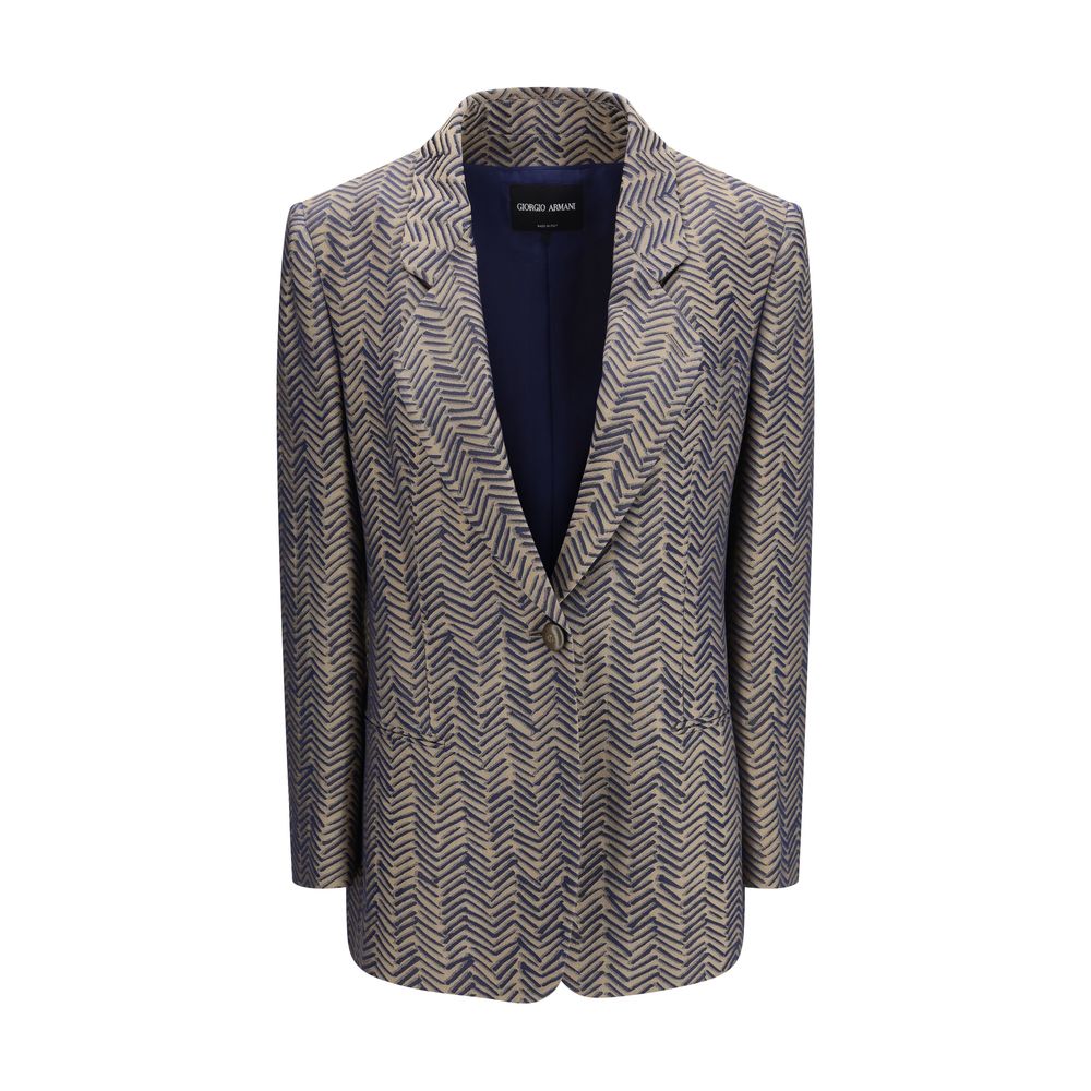 Giorgio Armani Beige Viscose Blazer - Designer Couture Elegance