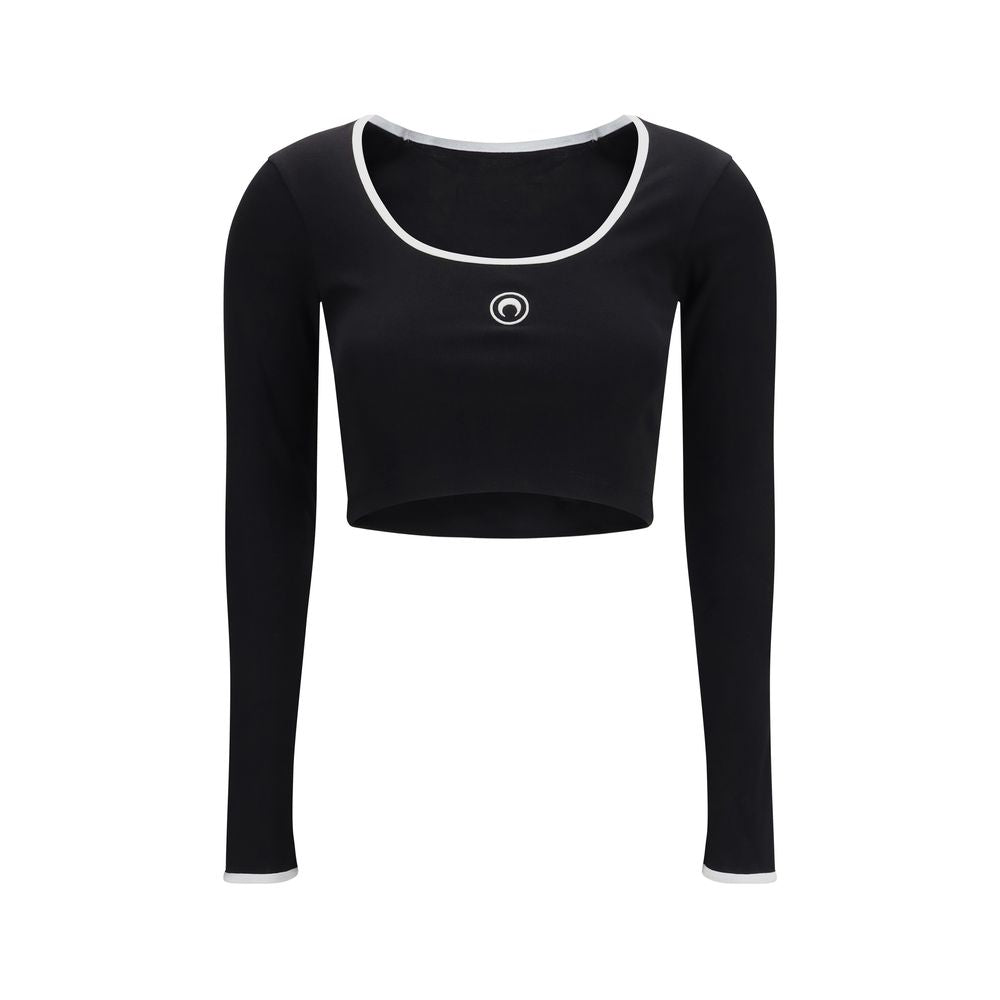 Elevate your wardrobe with Marine Serre's Black Cotton Sportswear T-shirt, a luxurious blend of sustainability and style, perfect for the modern connoisseur.