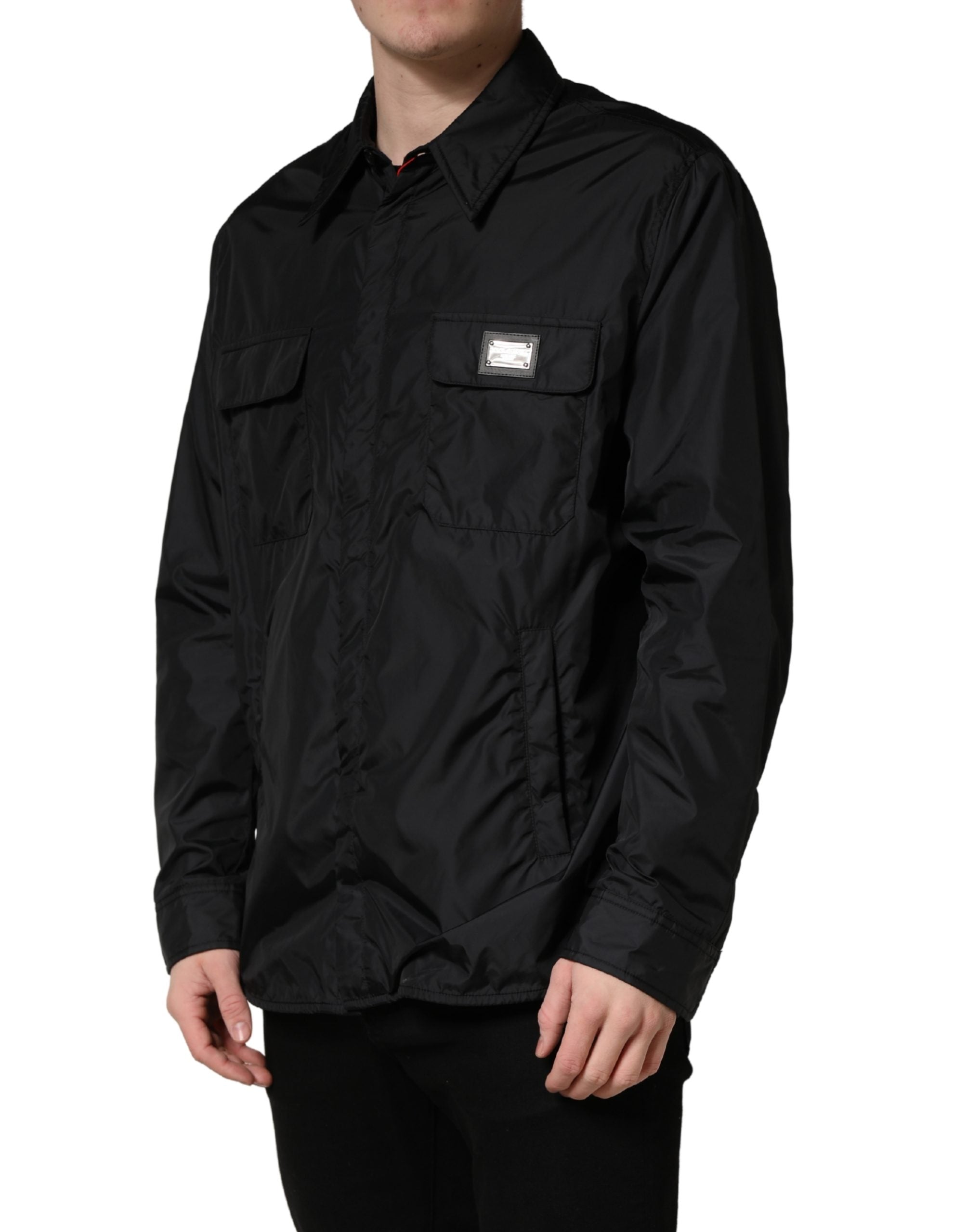 Dolce & Gabbana Black Logo Plaque Long Sleeves Shirt Jacket