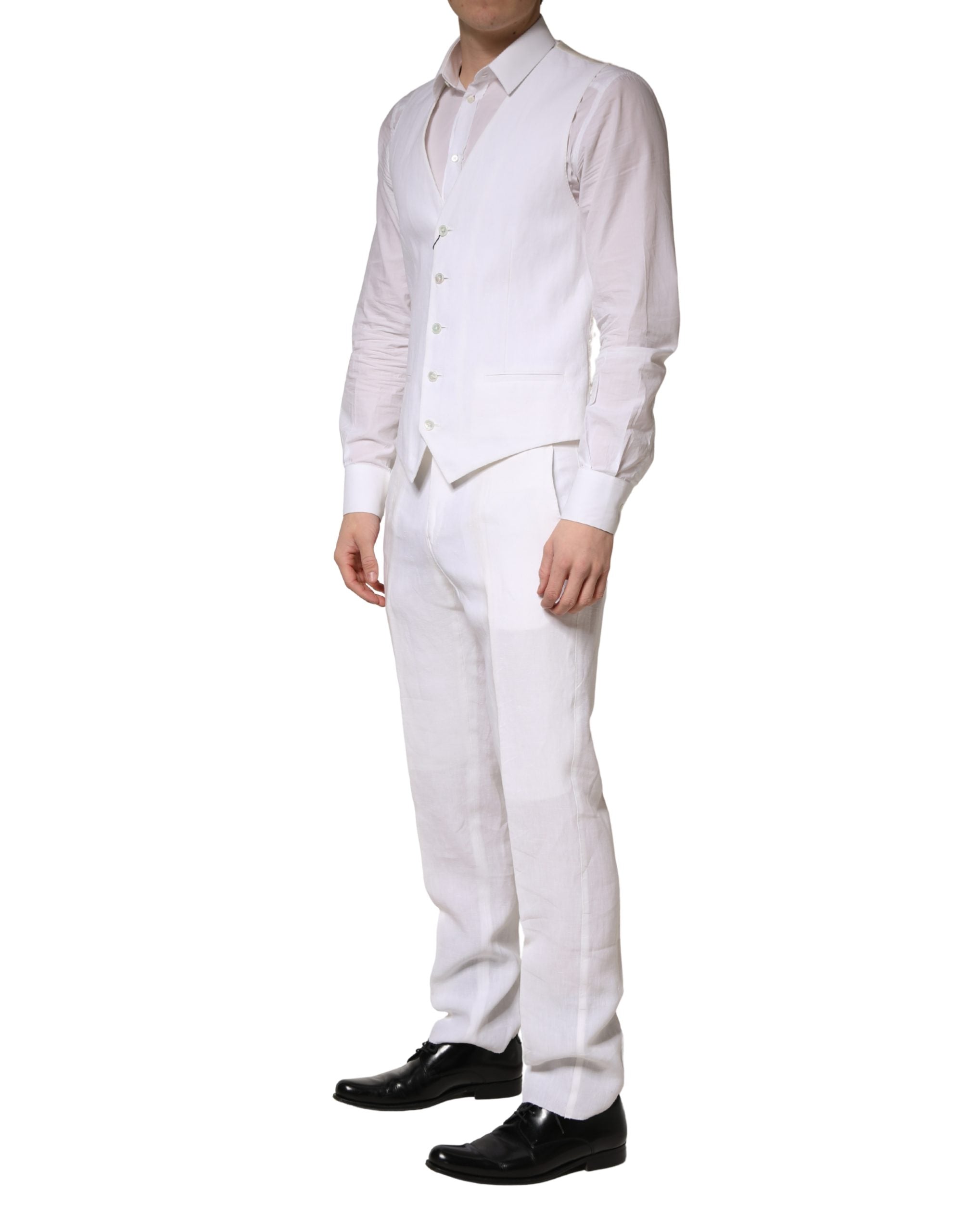 Dolce & Gabbana White SARTORIA Linen 2 Piece Men Formal Suit