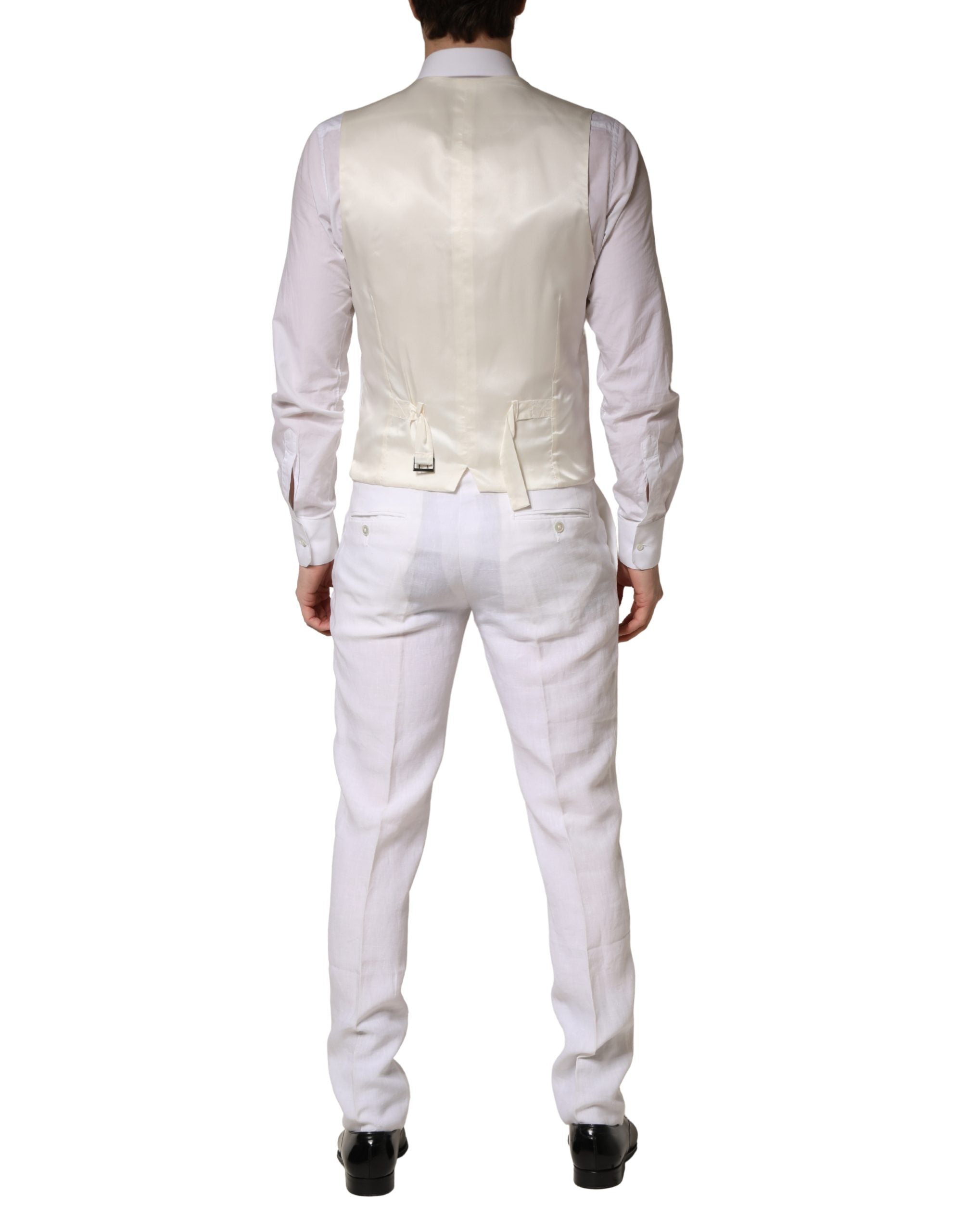 Dolce & Gabbana White SARTORIA Linen 2 Piece Men Formal Suit