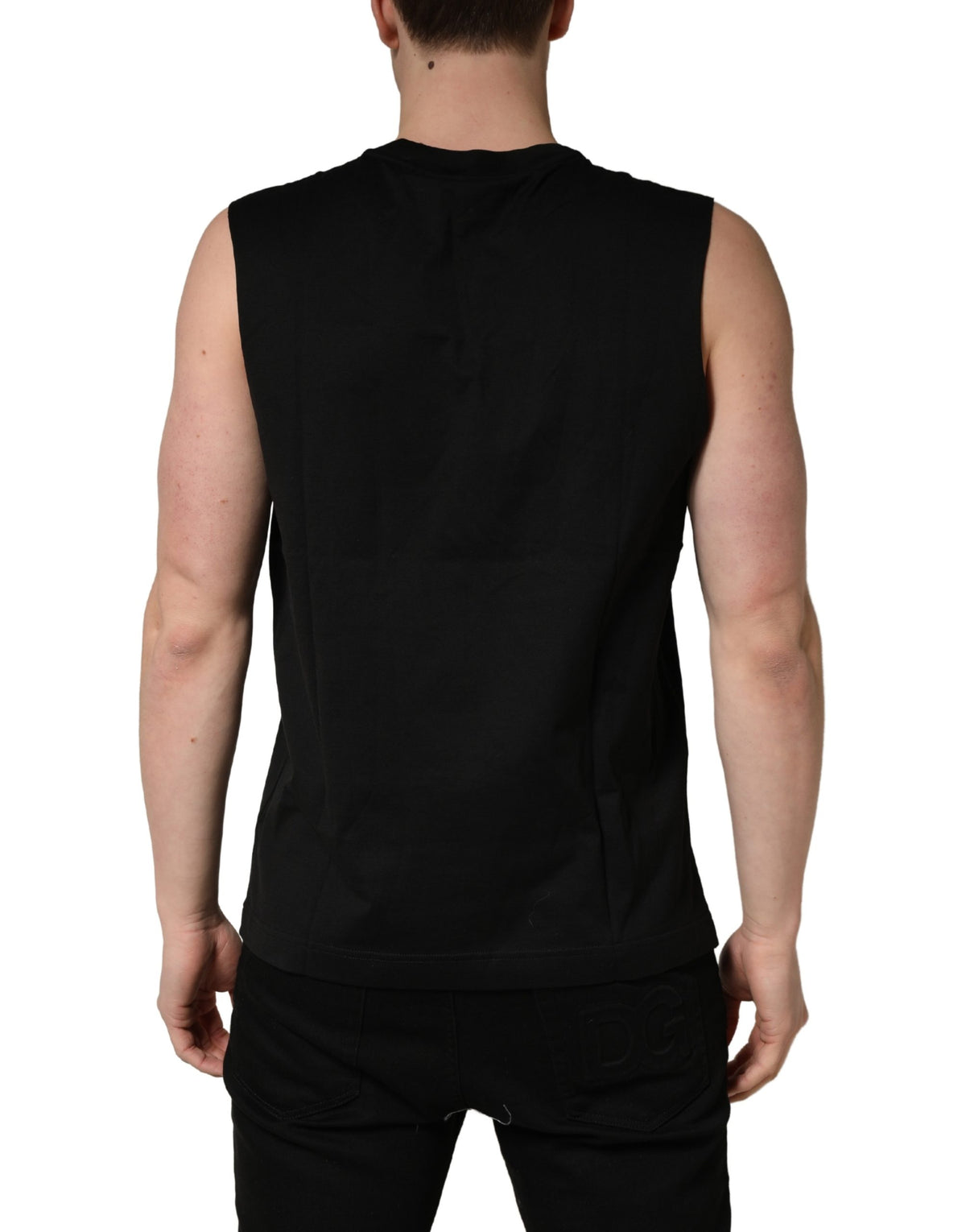 Dolce & Gabbana Black Crew Neck Sleeveless Tank Top Couture