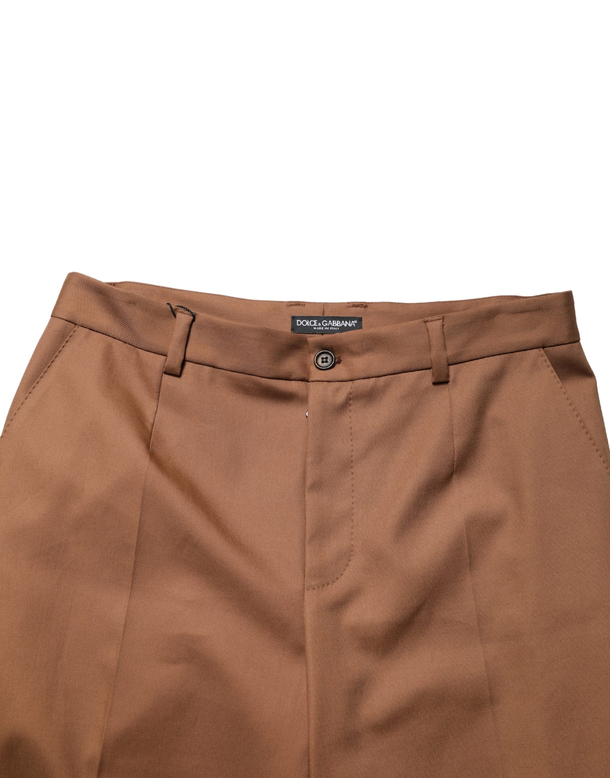 Dolce & Gabbana Brown Cotton Straight Men Dress Trouser Pants
