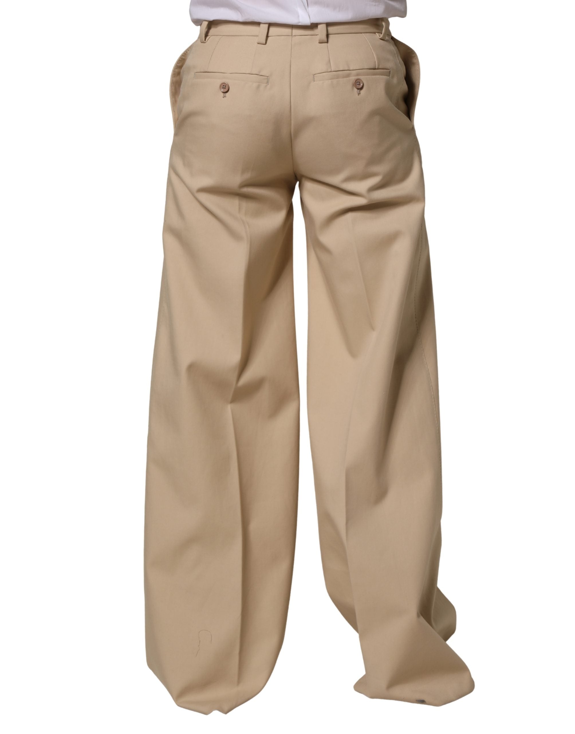 Dolce & Gabbana Beige Cotton Straight Men Dress Trouser Pants