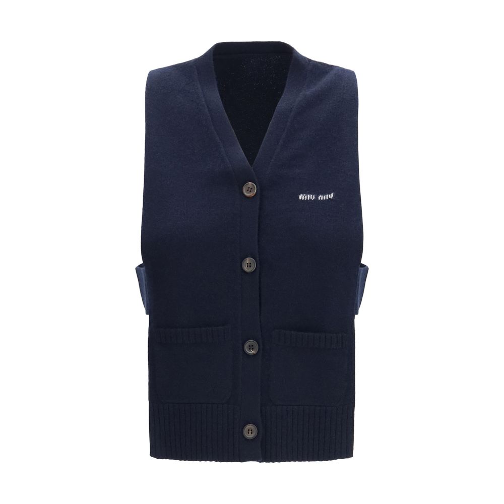 Miu Miu Blue Cashmere Sleeveless Sweater - Timeless Luxury