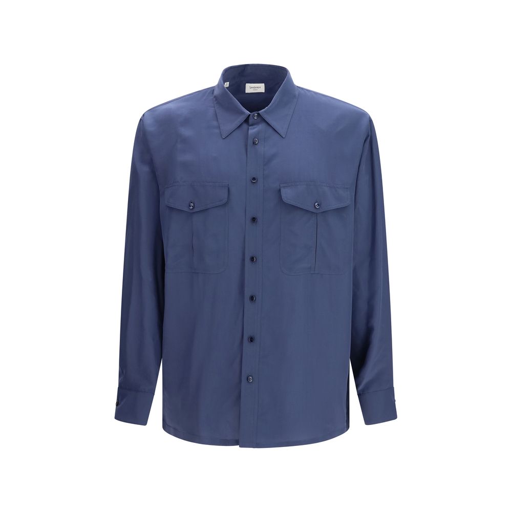 Saint Laurent Blue Viscose Dress Shirt – Timeless Luxury Elegance