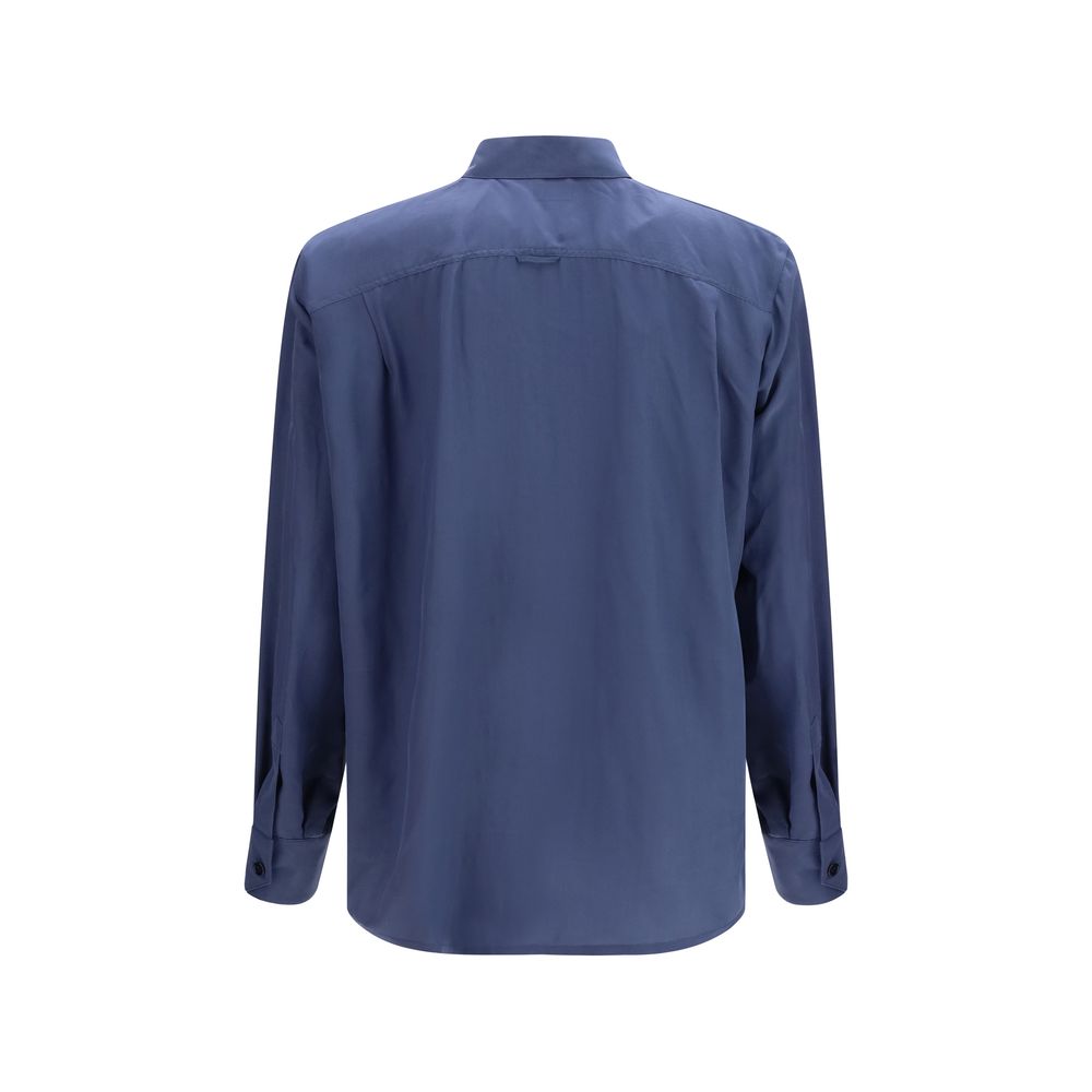 Saint Laurent Blue Viscose Dress Shirt – Timeless Luxury Elegance
