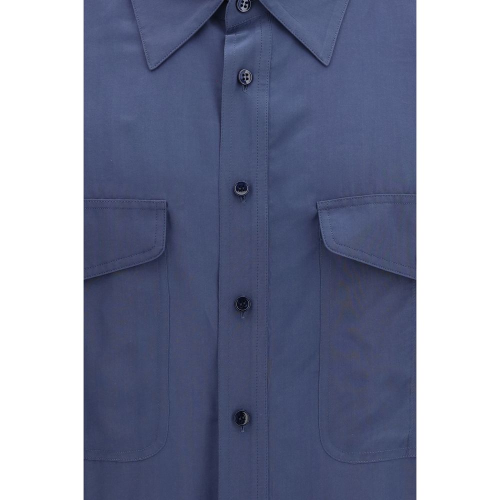 Saint Laurent Blue Viscose Dress Shirt – Timeless Luxury Elegance