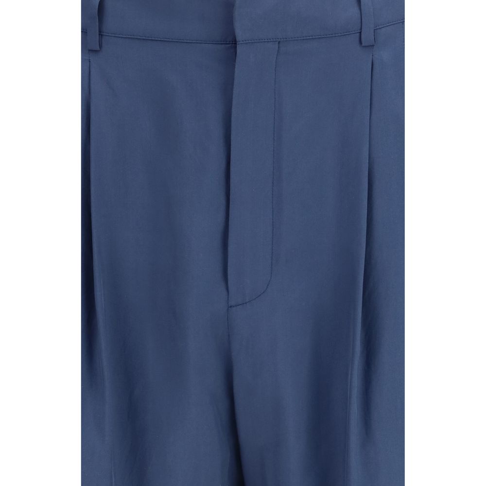Saint Laurent Blue Silk Dress Pants - Exquisite Luxury Tailoring
